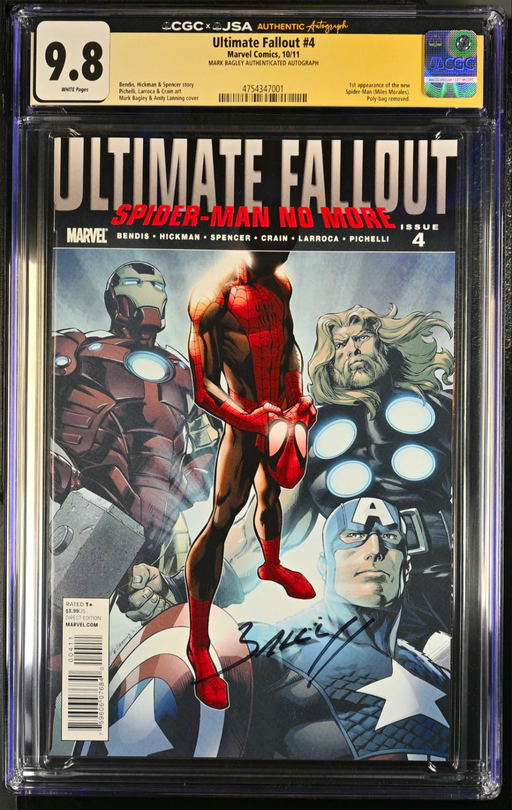 Ultimate Fallout #4 CGC 9.8 1st Print 2011 Signed by Mark Bagley Modern Grail