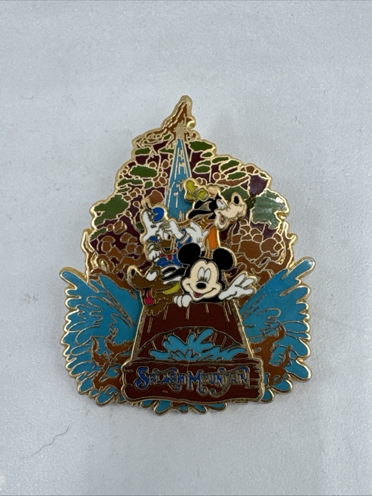 2002 Disney Splash Mountain Slider Enamel Lapel Trading Pin Mickey Goofy Pluto