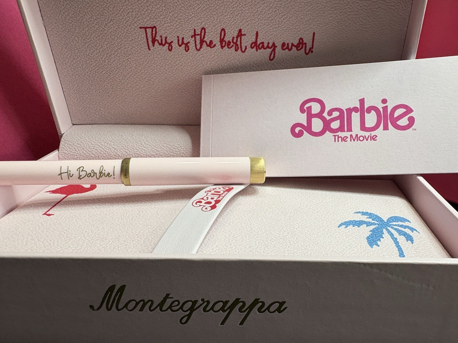 Montegrappa Barbie The Movie Icon Ballpoint Pen Yellow Gold Pink ISZEBBAS_1 New