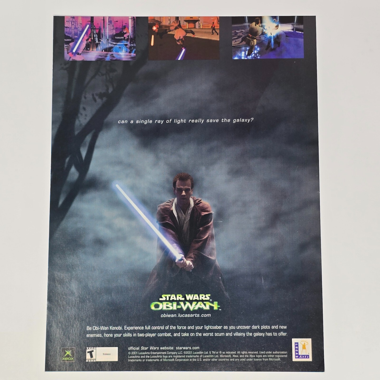 Star Wars Obi-Wan Microsoft Xbox Lucas Arts Single Ray Print Ad/Poster Promo Art