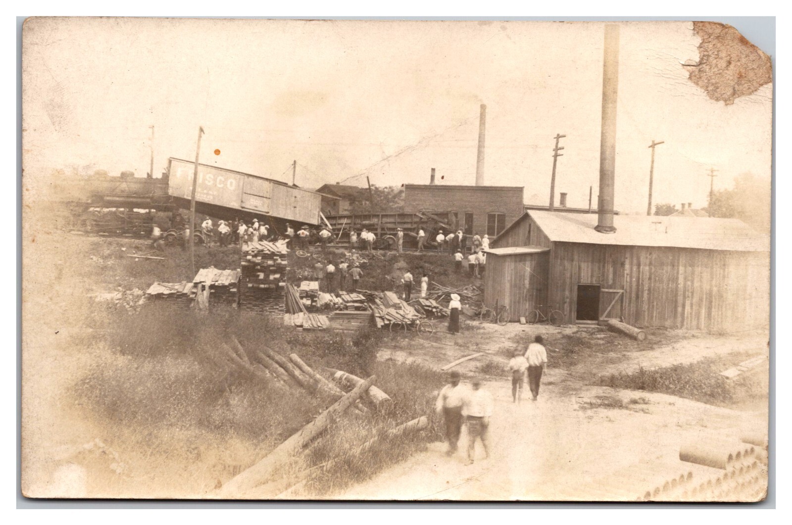 Auburn Indiana Train Wreck On The B&O PRR or NYC Frisco Boxcar Steam Loco RPPC