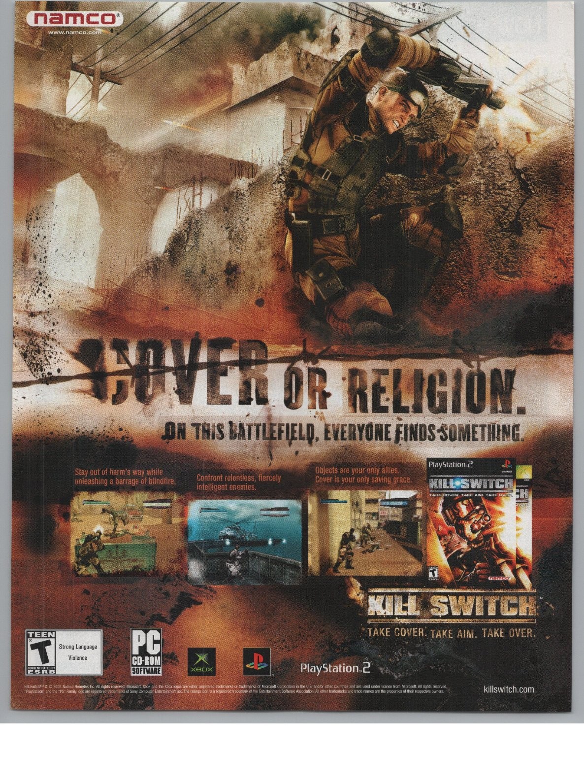 Namco Kill Switch 2003 Vintage Video Game Magazine Ad PS2 Xbox PC Full Page