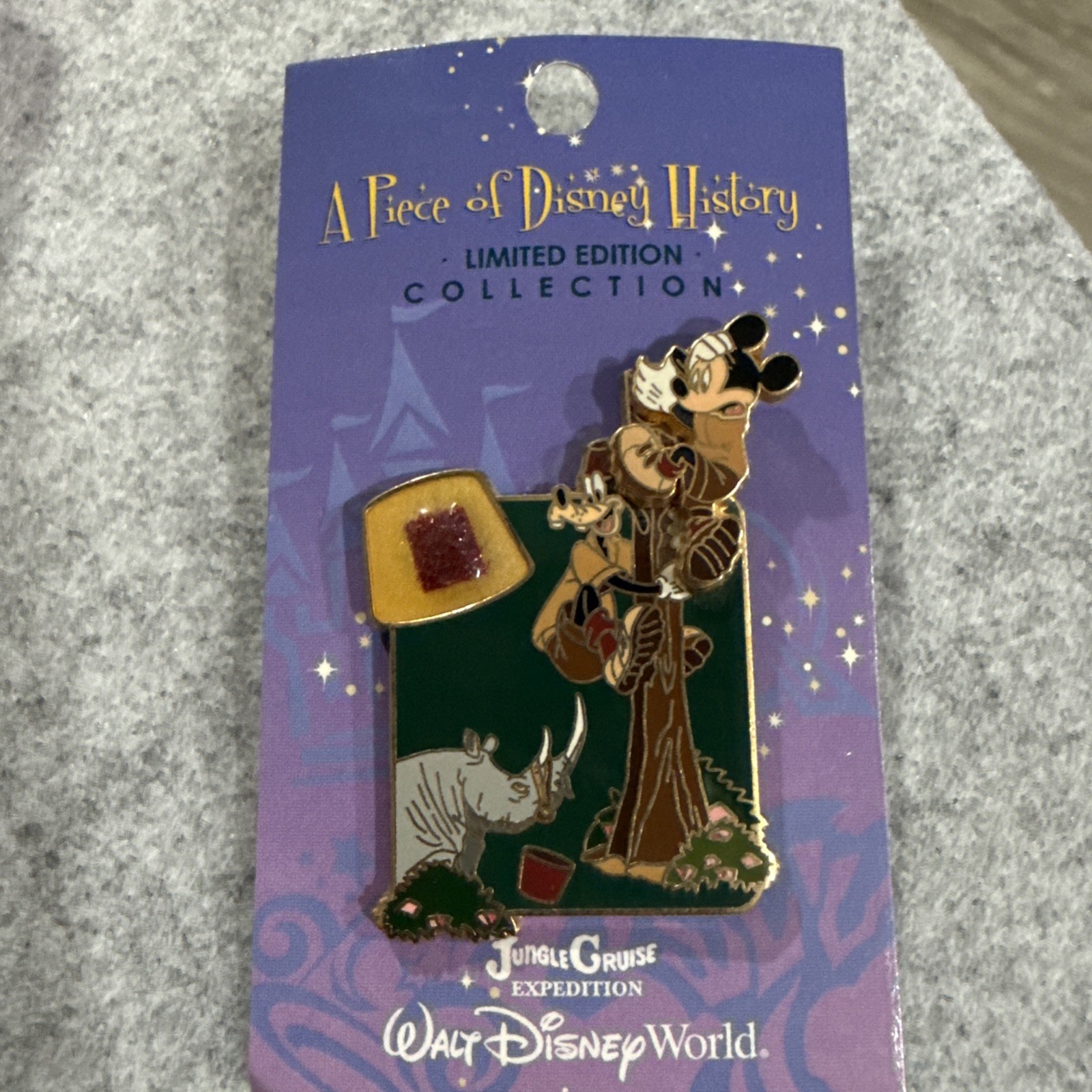 WDW Limited Edition A Piece of Disney History Jungle Cruise Mickey Pin w/card