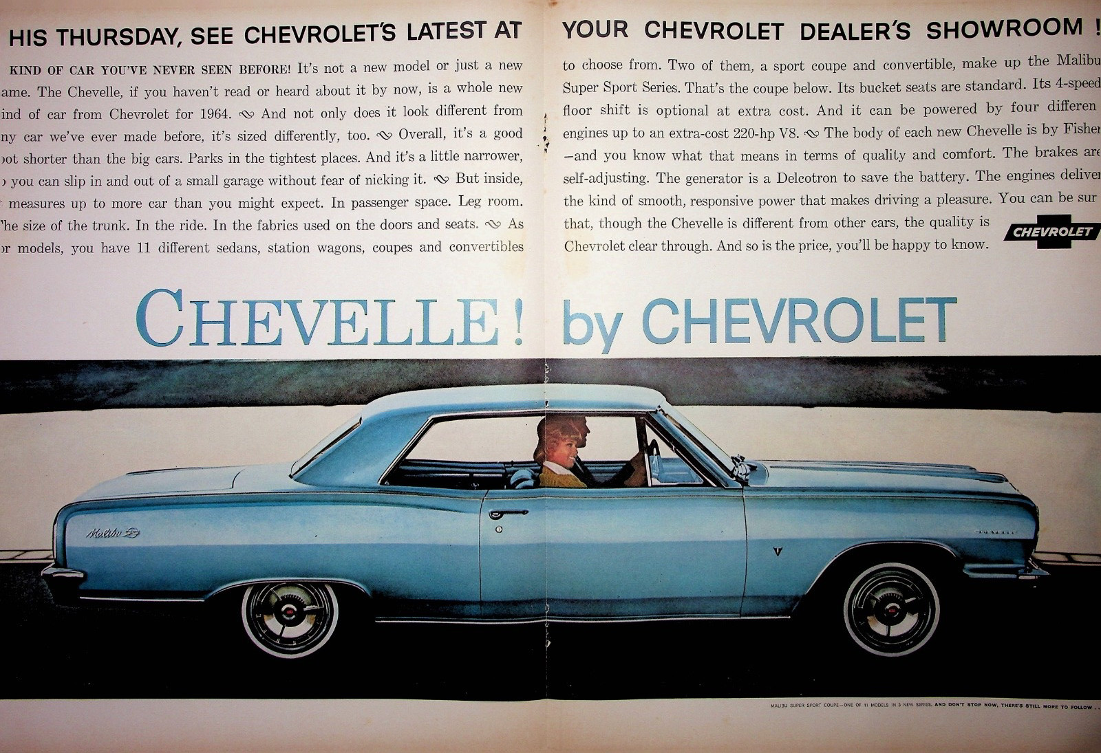 Original 1964 Chevrolet Ad: Chevelle Malibu Super Sport Coupe 1 of 11 model