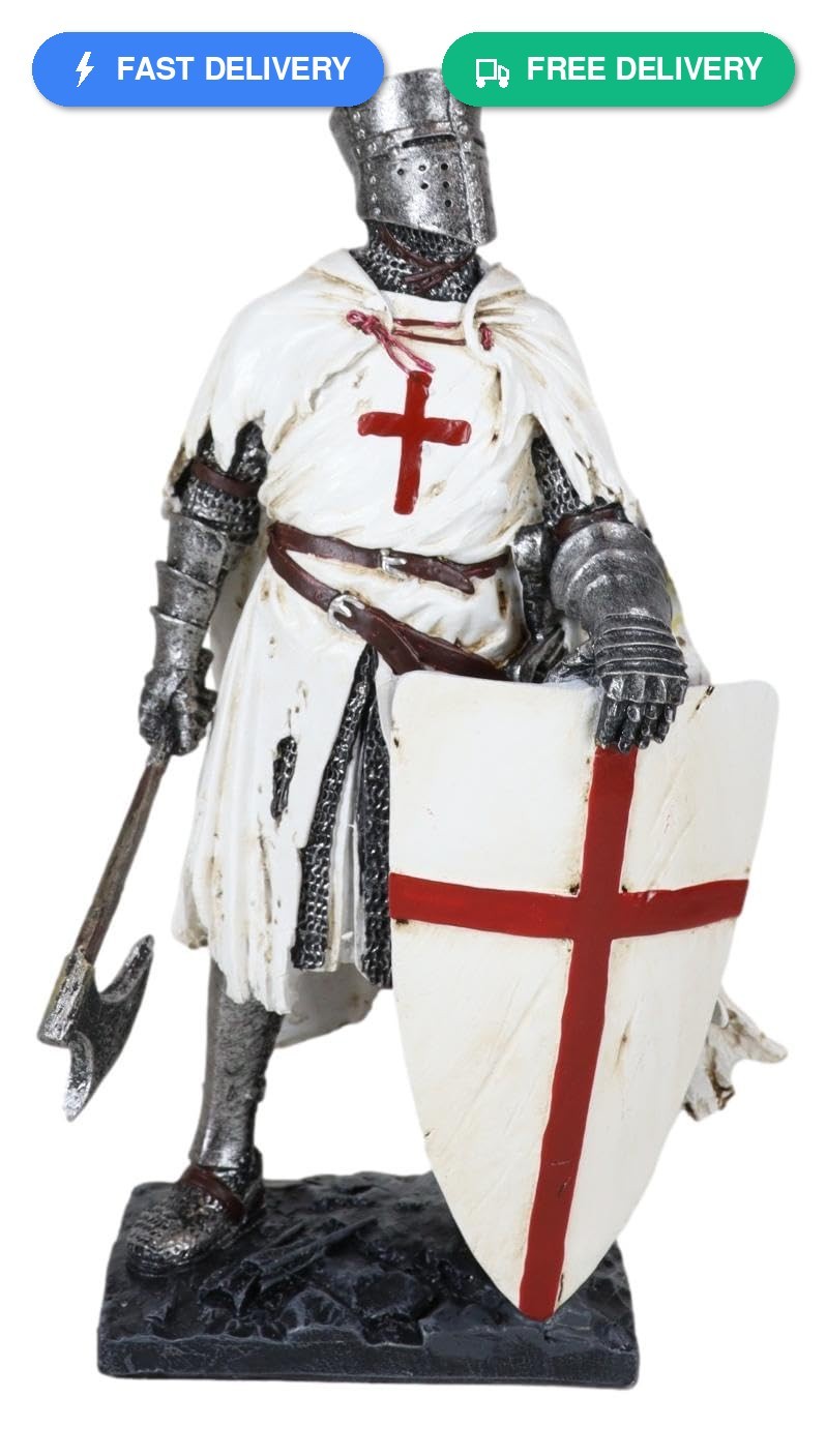 Ebros Gift Templar Knight Crusader Axeman Medieval Armor Resin Figurine 7.25