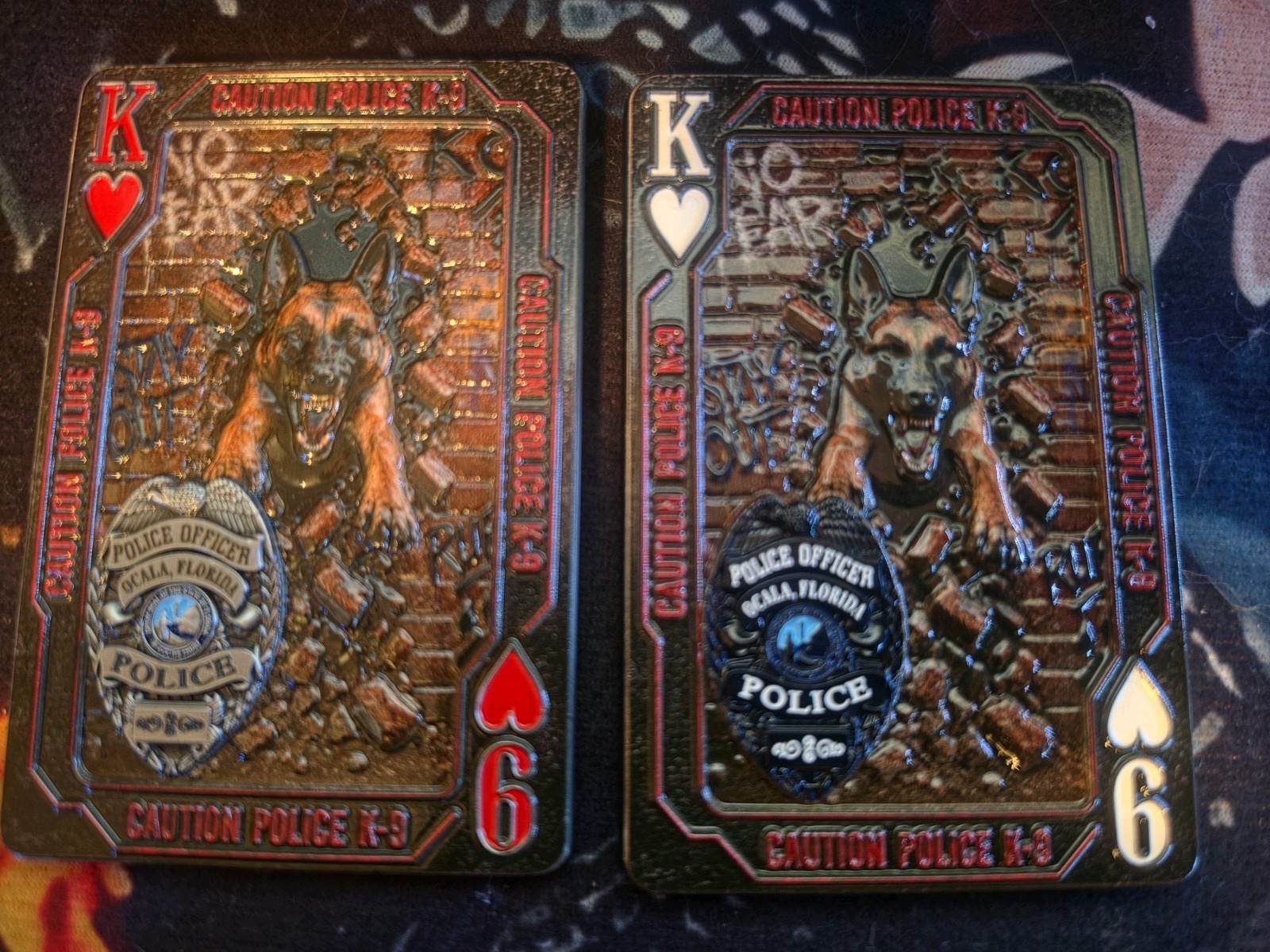 Ocala PD SET K-9 Unit Poker Card Challenge Coin 3.5\
