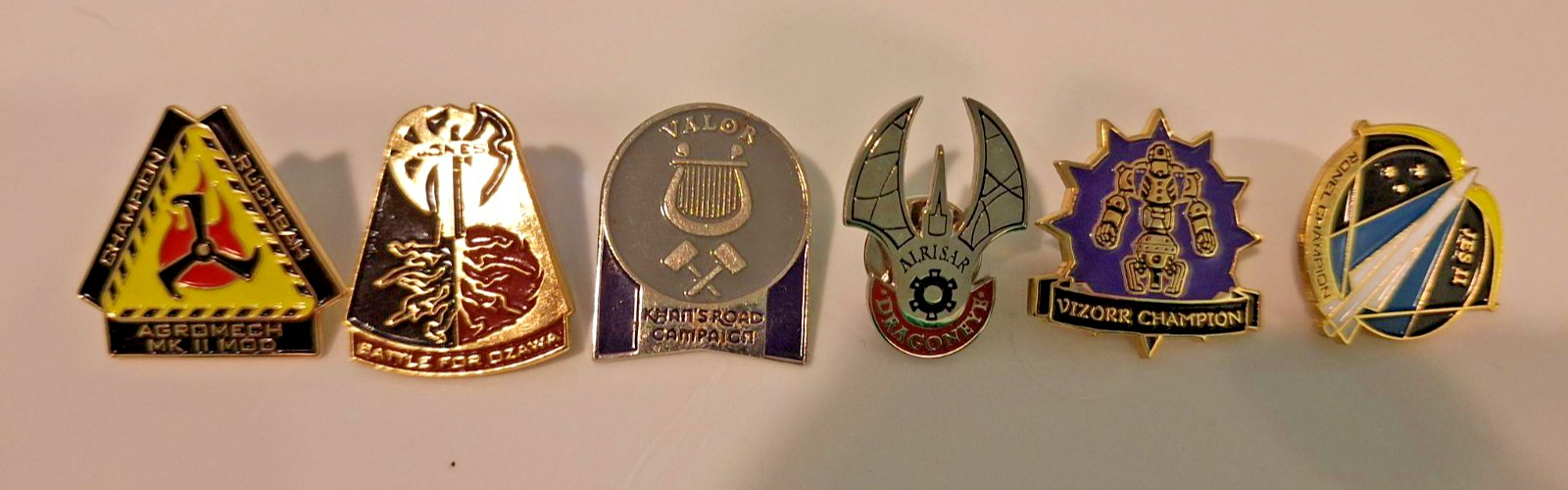 6 Mech Warrior Tournament Champion Pins