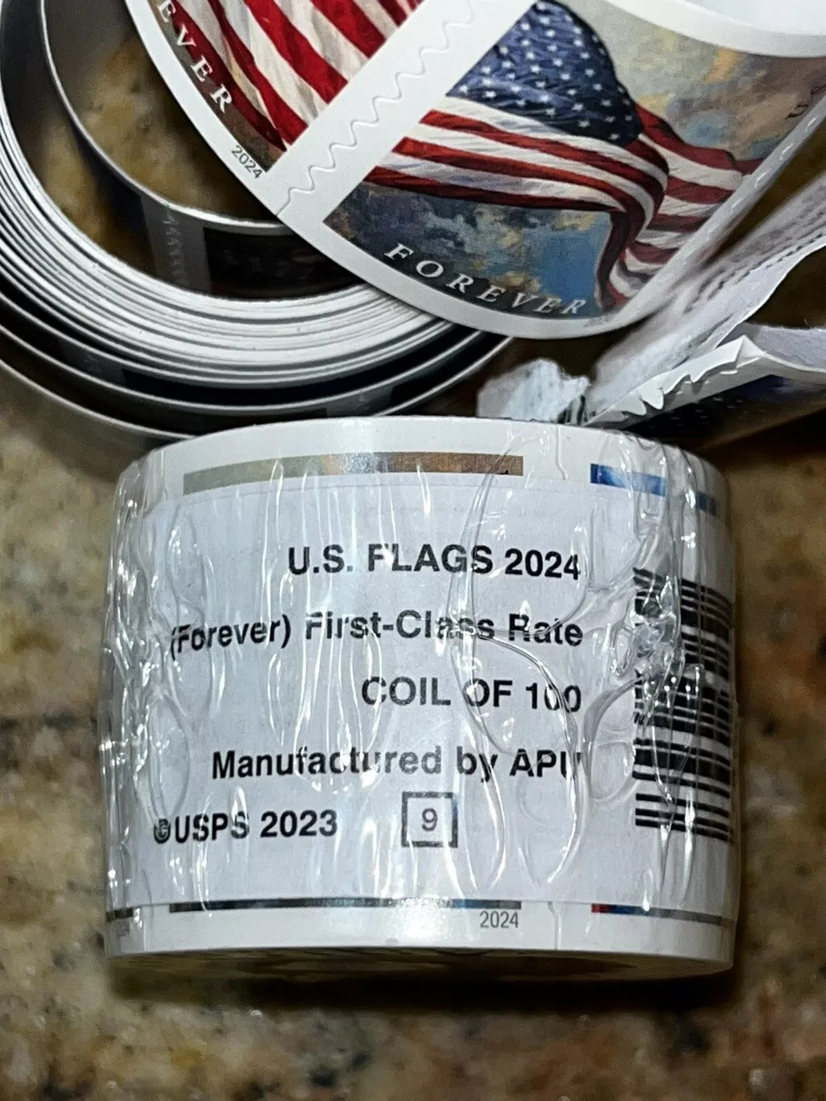 100 Count Roll of 2024 USPS For-ever Flag Stamps (Mint, Never Hinged)