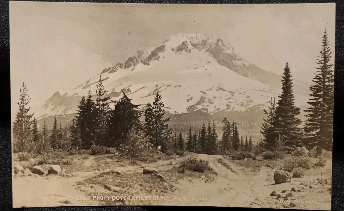 Vintage RPPC 1947 Mt Hood Loop From Government Camp Alt. 11,225 Oregon Postcard 