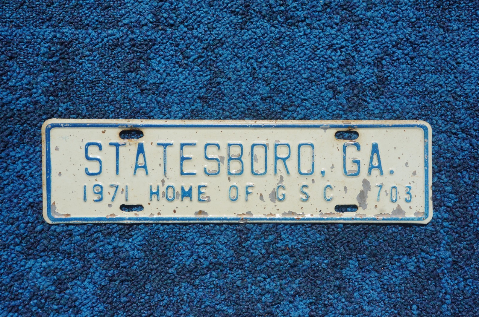 1971 STATESBORO Georgia License Plate Topper City Town Tag