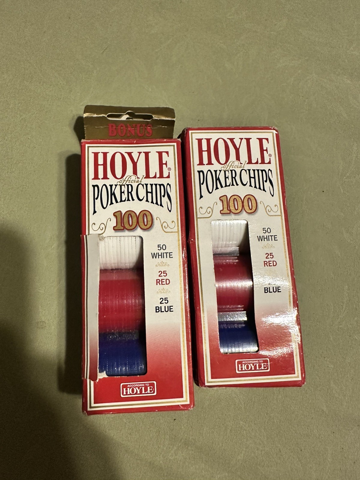 Hoyle 100 Poker Chips with Plastic Tray - Vintage 1998 Set New lot of 2