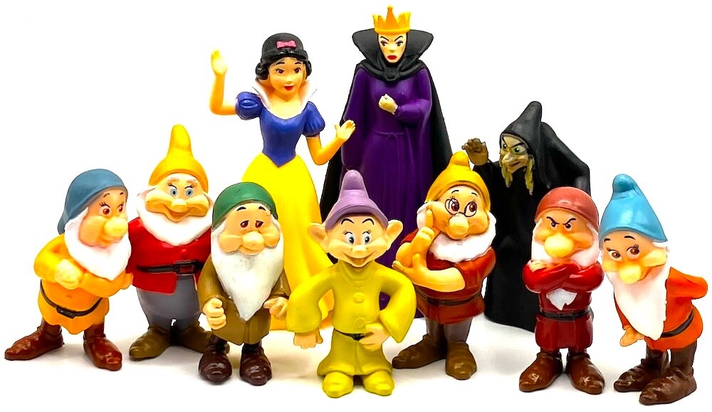 SNOW WHITE & THE SEVEN DWARFS Figure Play Set DISNEY PVC TOY Evil Queen OLD HAG