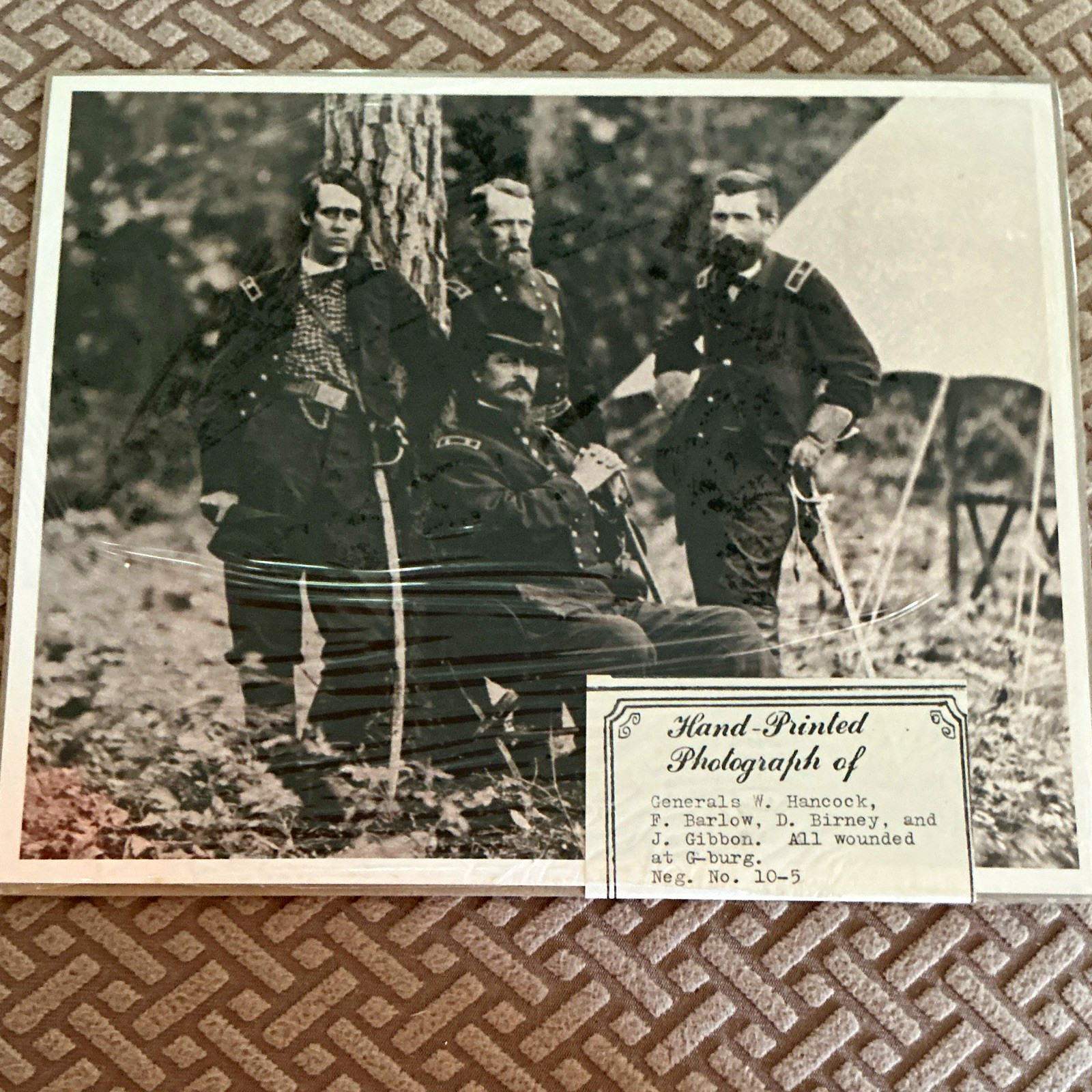 Generals Hancock Barlow Birney Gibbon Hand-Printed B&W Photo J.B. Leib 79