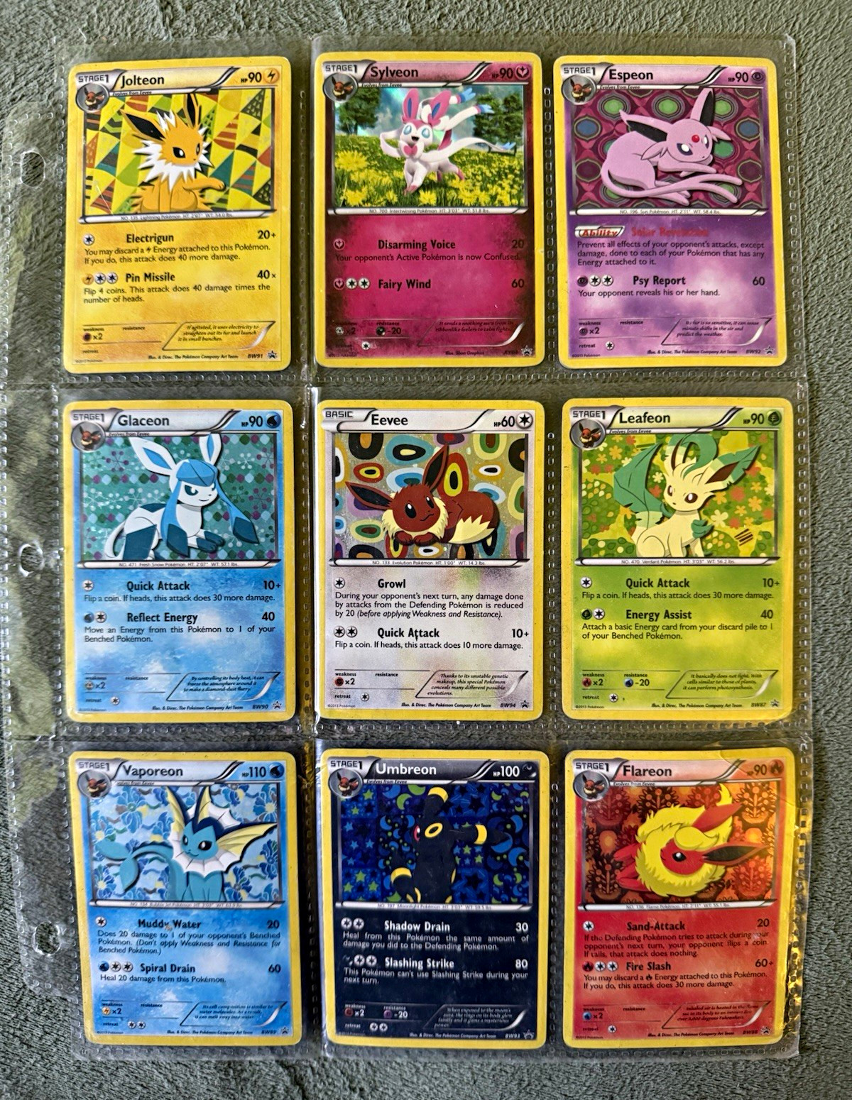 Pokémon Black & White Promo Eevee Evolutions 9-Card Lot BW87-BW94