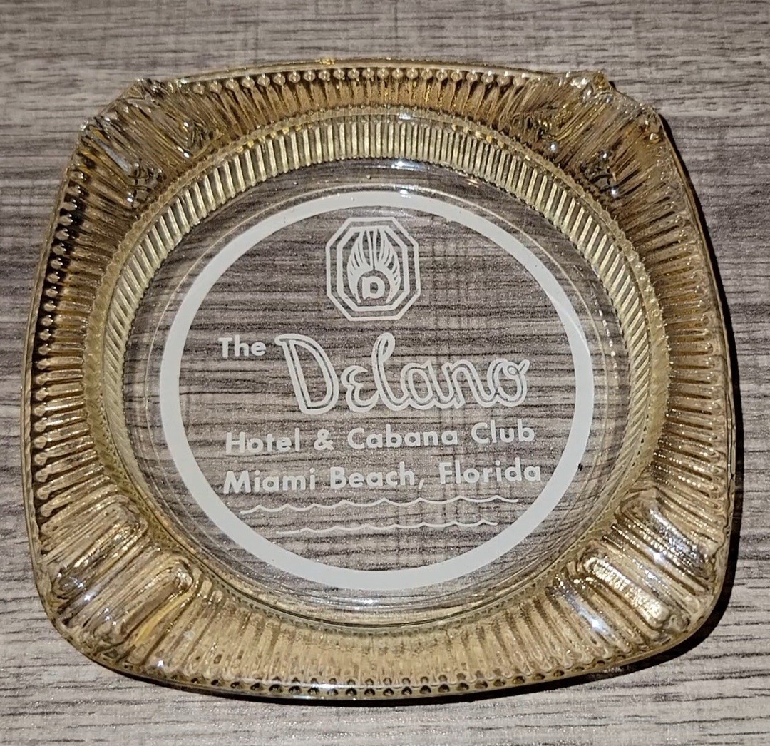 1950s 60s The Delano Hotel & Cabana Club Miami Beach, Florida Souvenir Ashtray