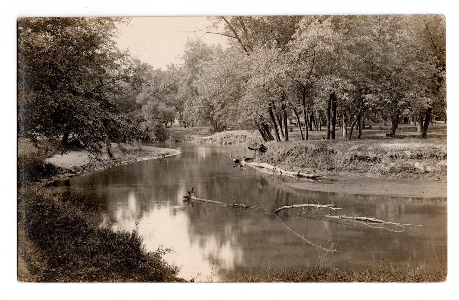 Waterfront Setting River Creek Stream Real Photo Postcard RPPC Unposted
