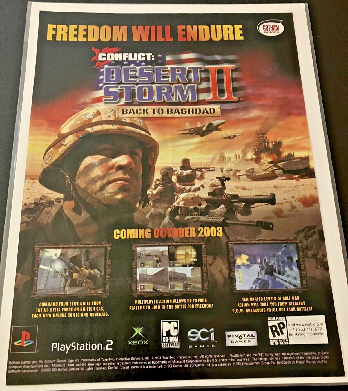 Conflict: Desert Storm II: Back To Baghdad - Gaming Print Ad / Poster / Wall Art