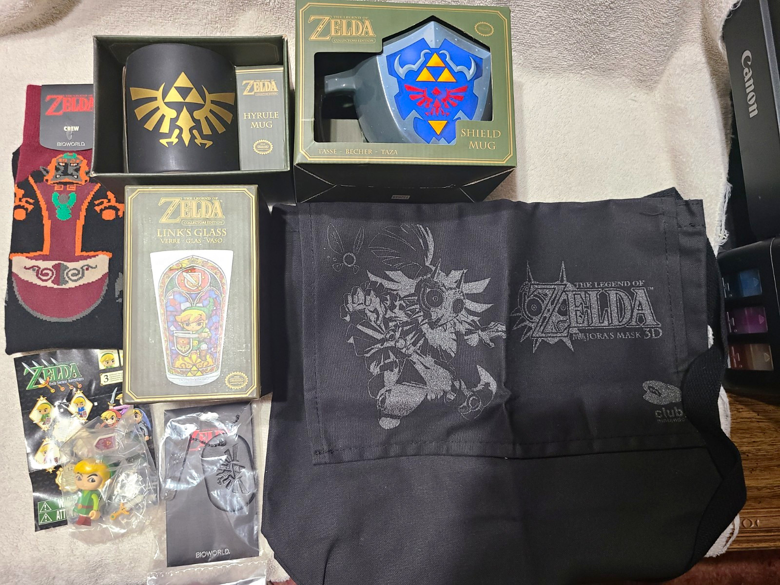 Legend Of Zelda Lot, My Nintendo Rewards Bag, Mugs, Socks, Dog Tag