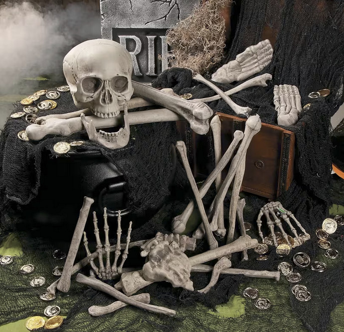 28pc Bag of Bones Halloween Decoration Plastic Human Skeleton Realistic Scary