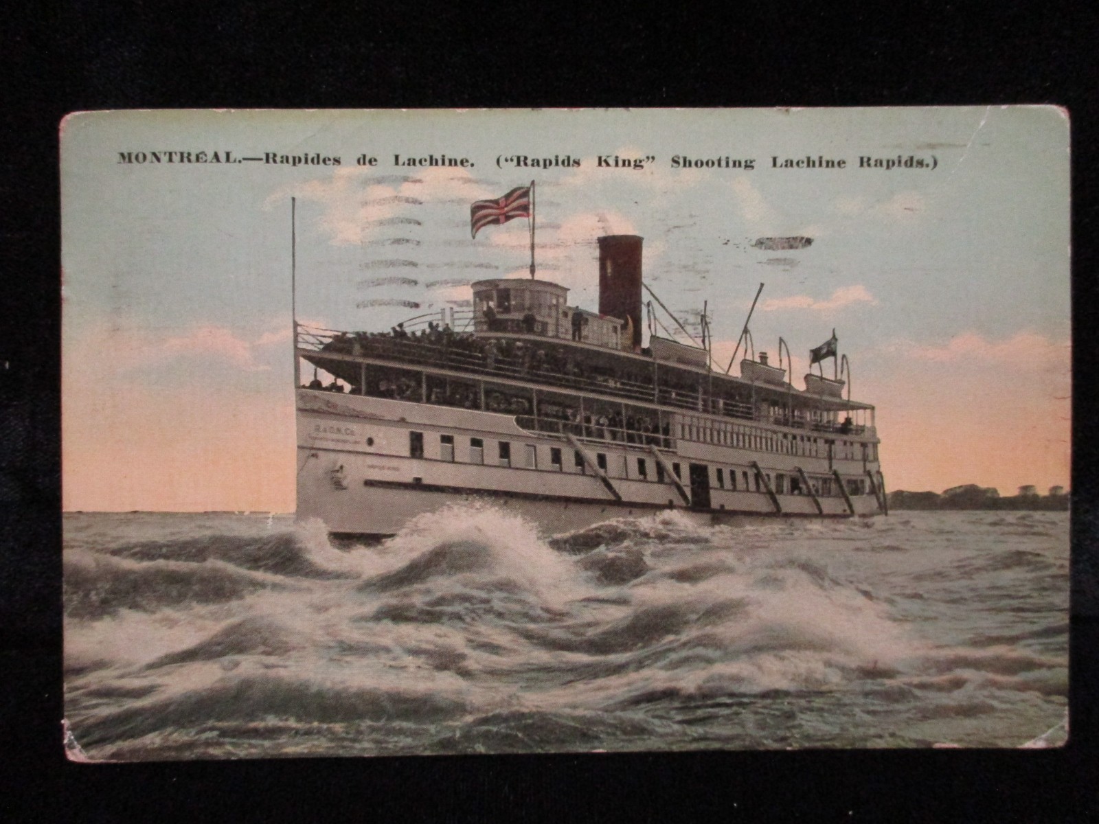 Steamer RAPIDS KING Shooting Lachine MONTREAL QC Canada 1917 Ship Postcard