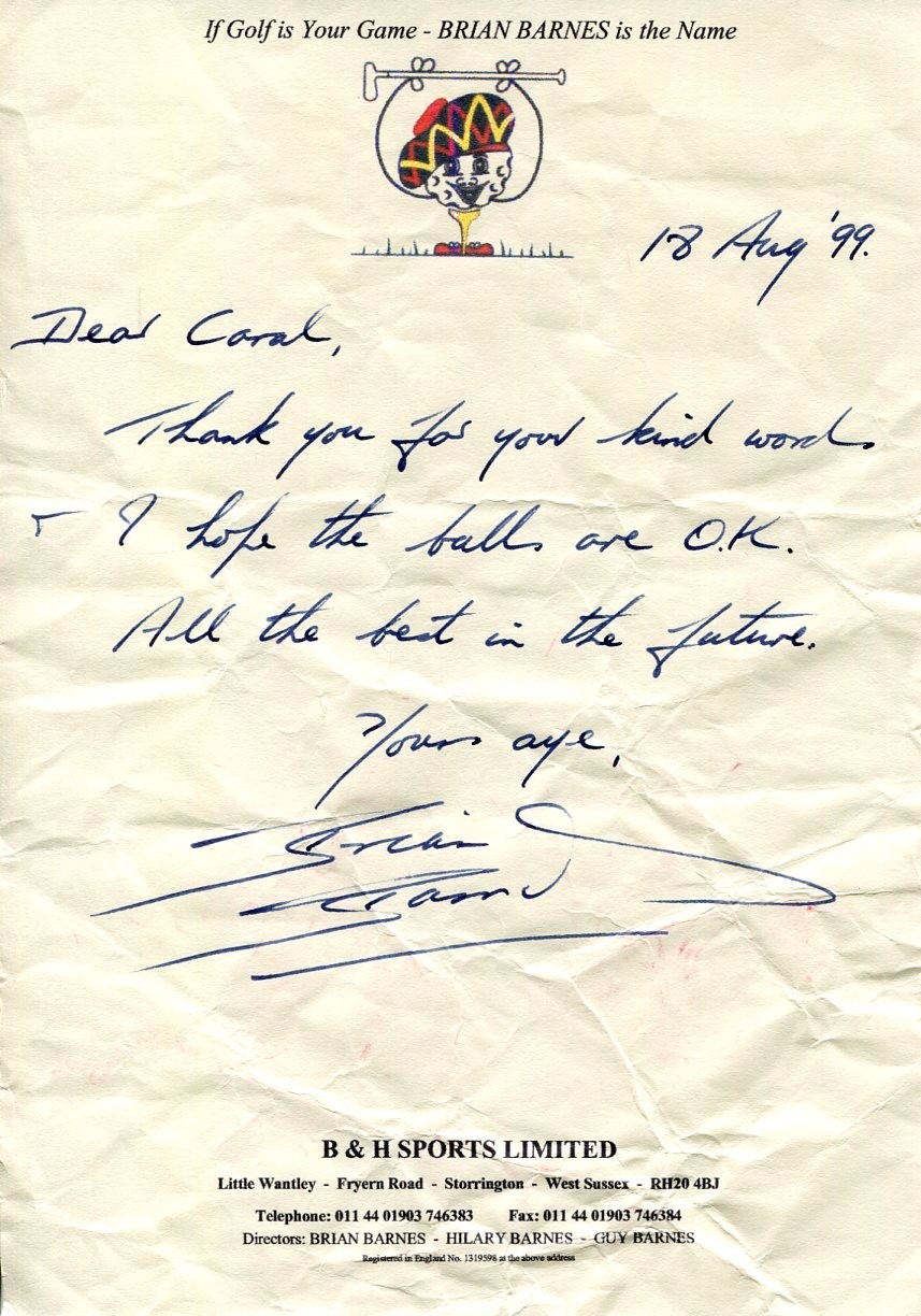 Brian Barnes Senior British Open Cham Ryder Cup PGA Golf Golfer Signed Autograph