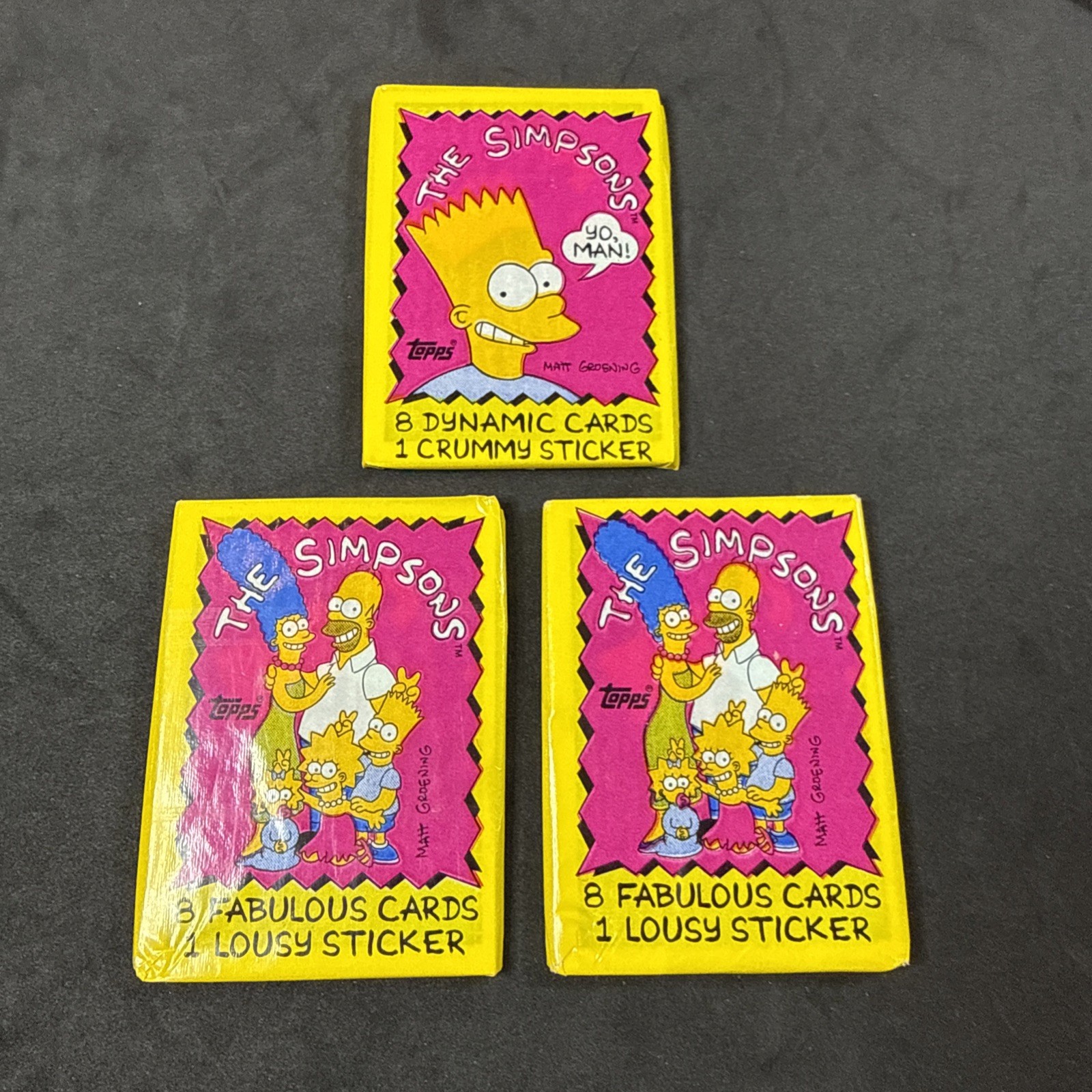 1990 Topps The Simpsons Wax Packs 🙂 (3) PACK LOT UNOPENED & SEALED Bart Homer
