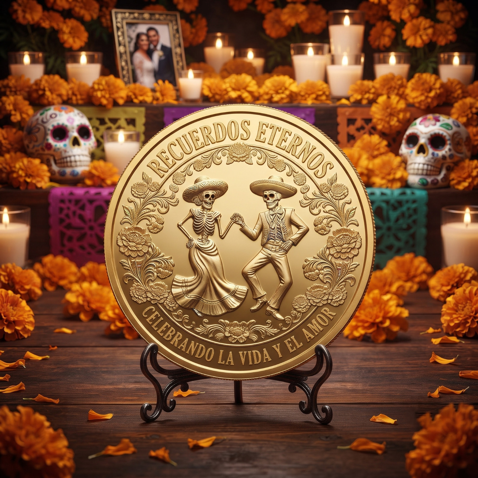 Recuerdos Eternos Coin Dia De Los Muertos Day of The Dead Commemorative Gift