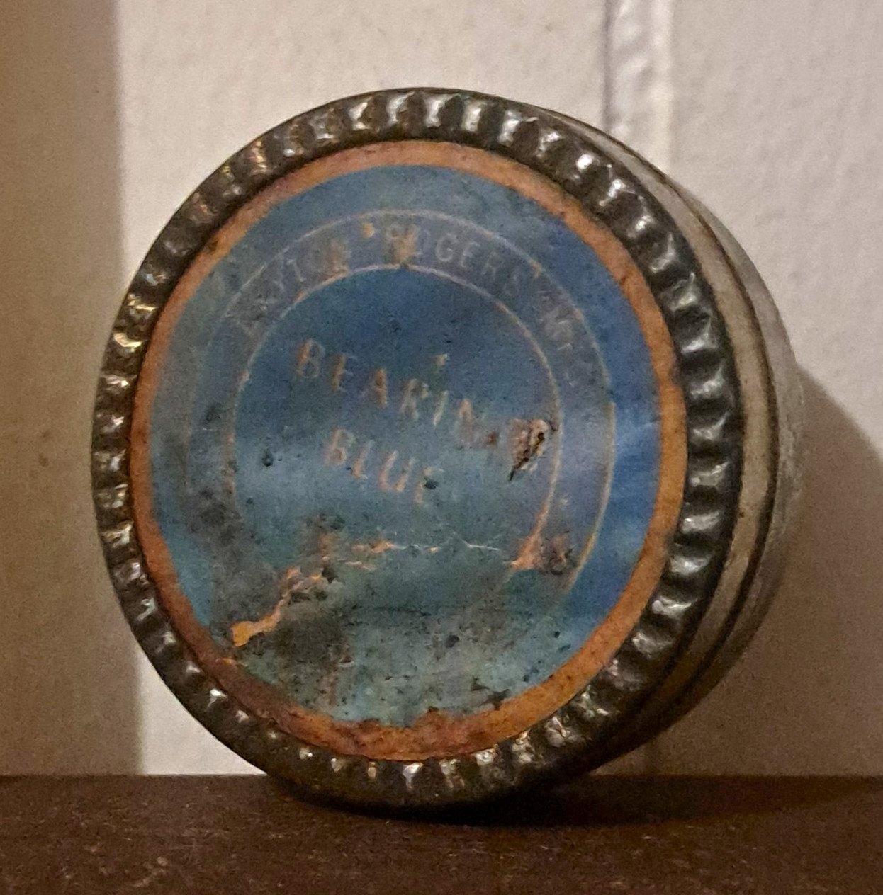 Vintage DAYTON ROGERS Mfg ~ Bearing Blue Tin w/ Original Label & Contents