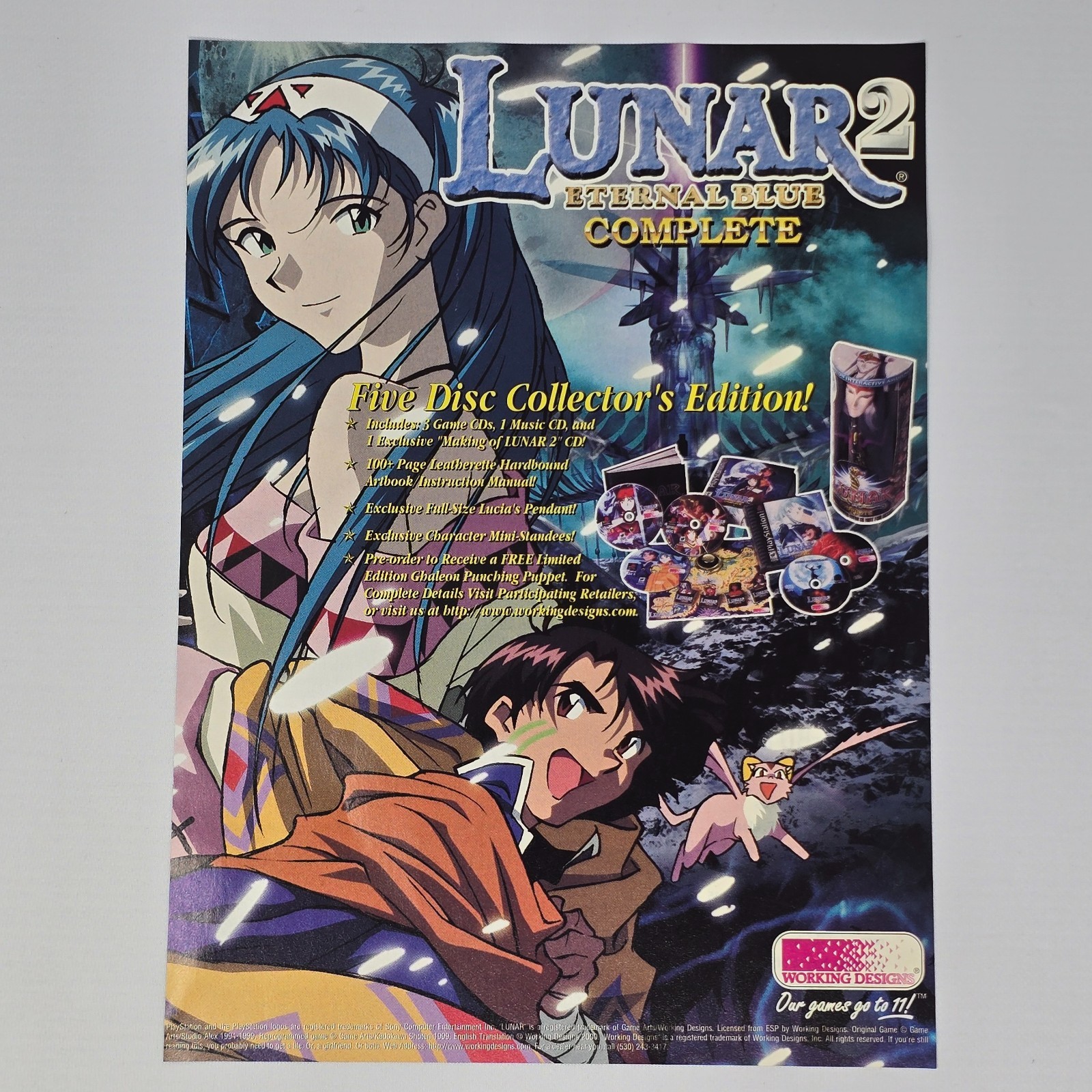 Lunar 2 Eternal Blue Complete PlayStation PS1 Five Disc Print Ad/Poster