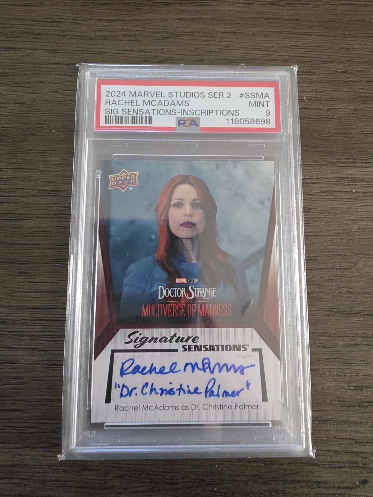 MARVEL STUDIOS UD Series2 Rachel McAdams Christine Palmer Inscription AUTO PSA 9