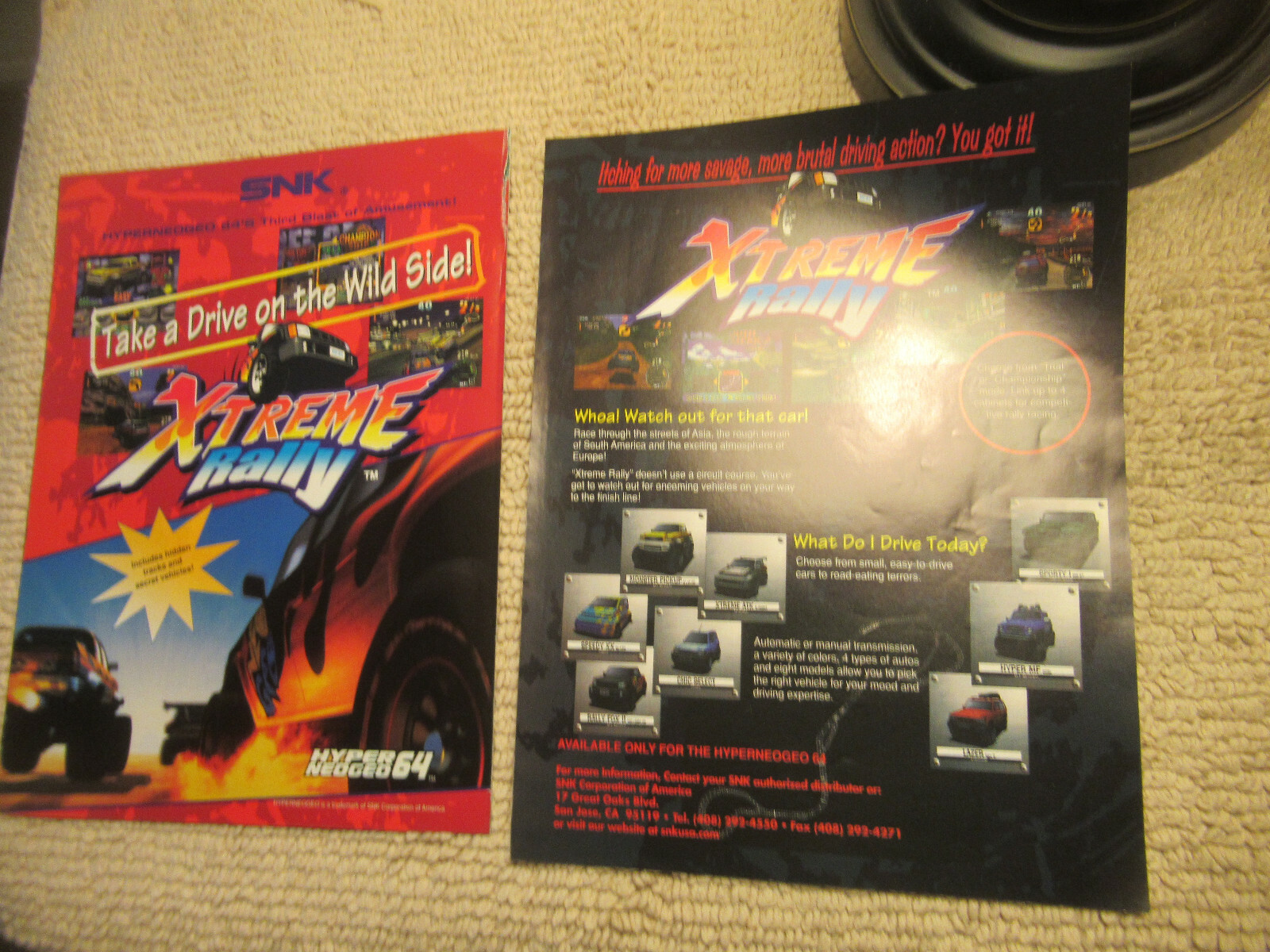 Original 1998 11- 8\'\' xtreme rally neo geo hyper 64   2 page ad  GAME FLYER