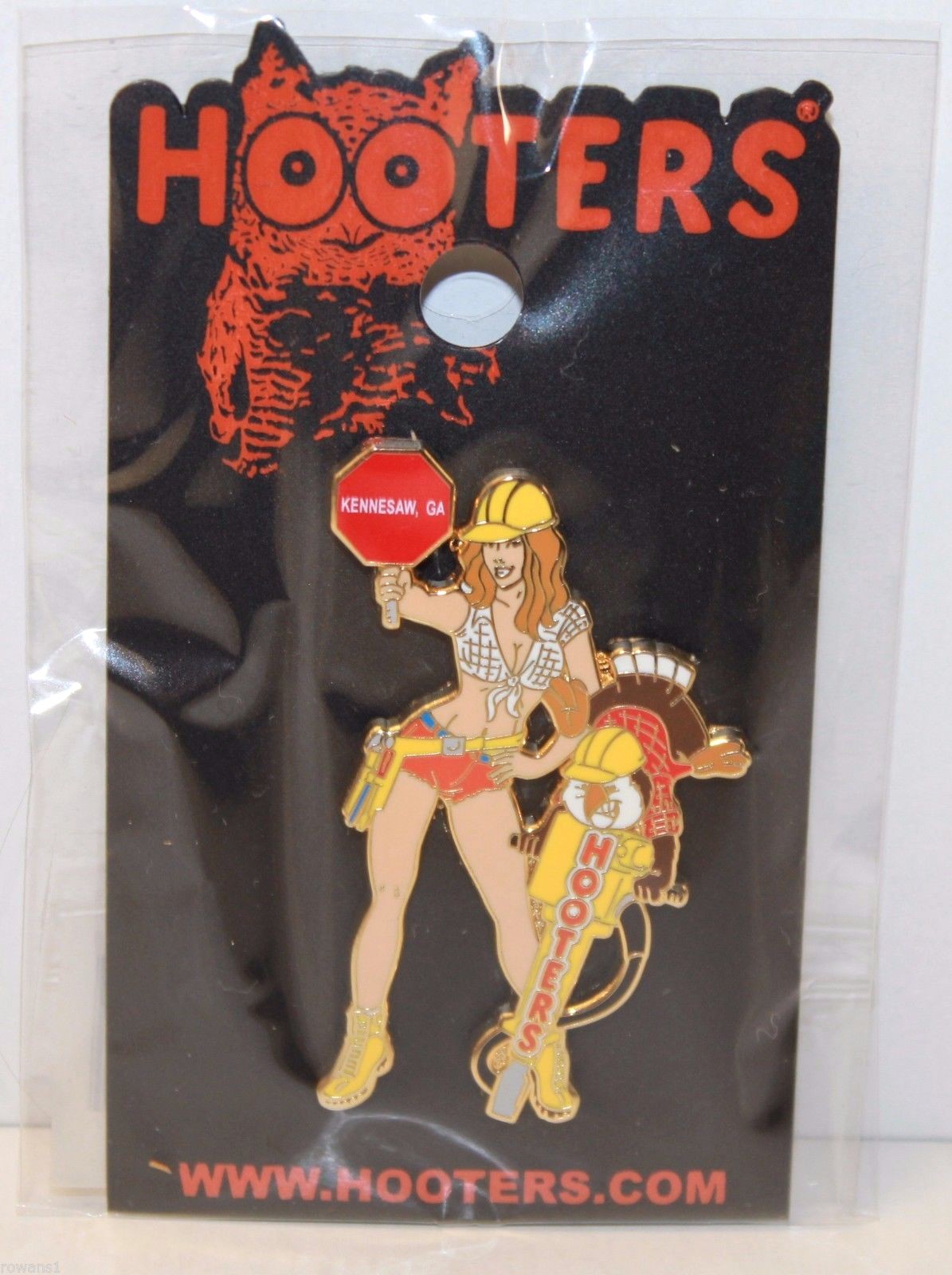 HOOTERS RESTAURANT HOT ROAD STOP SIGN CONSTRUCTION WORKER GIRL KENNESAW GA PIN