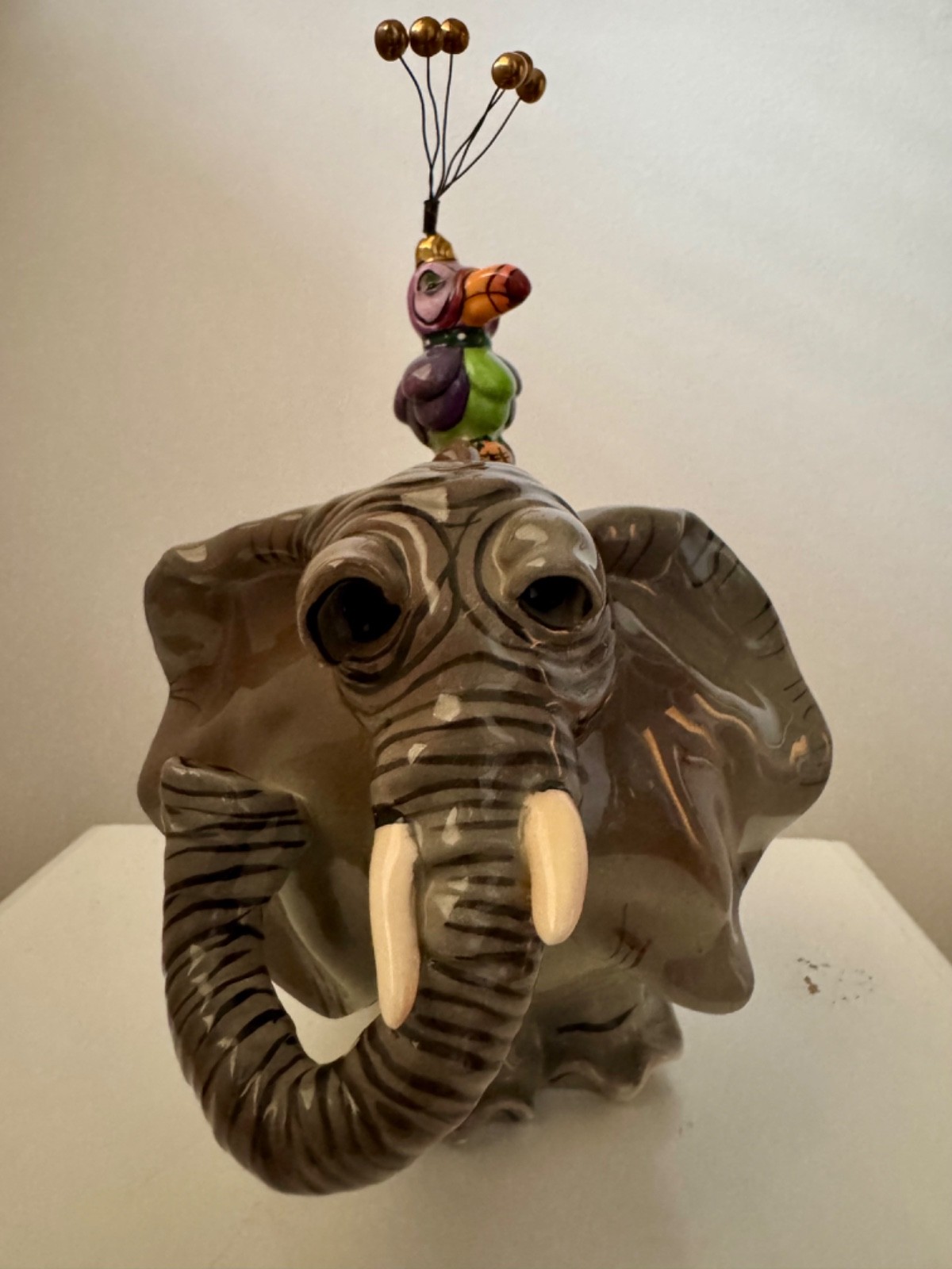 SWAK Flossie Sugar Jar - VINTAGE Funny Elephant And Cockatoo, Characurtures.