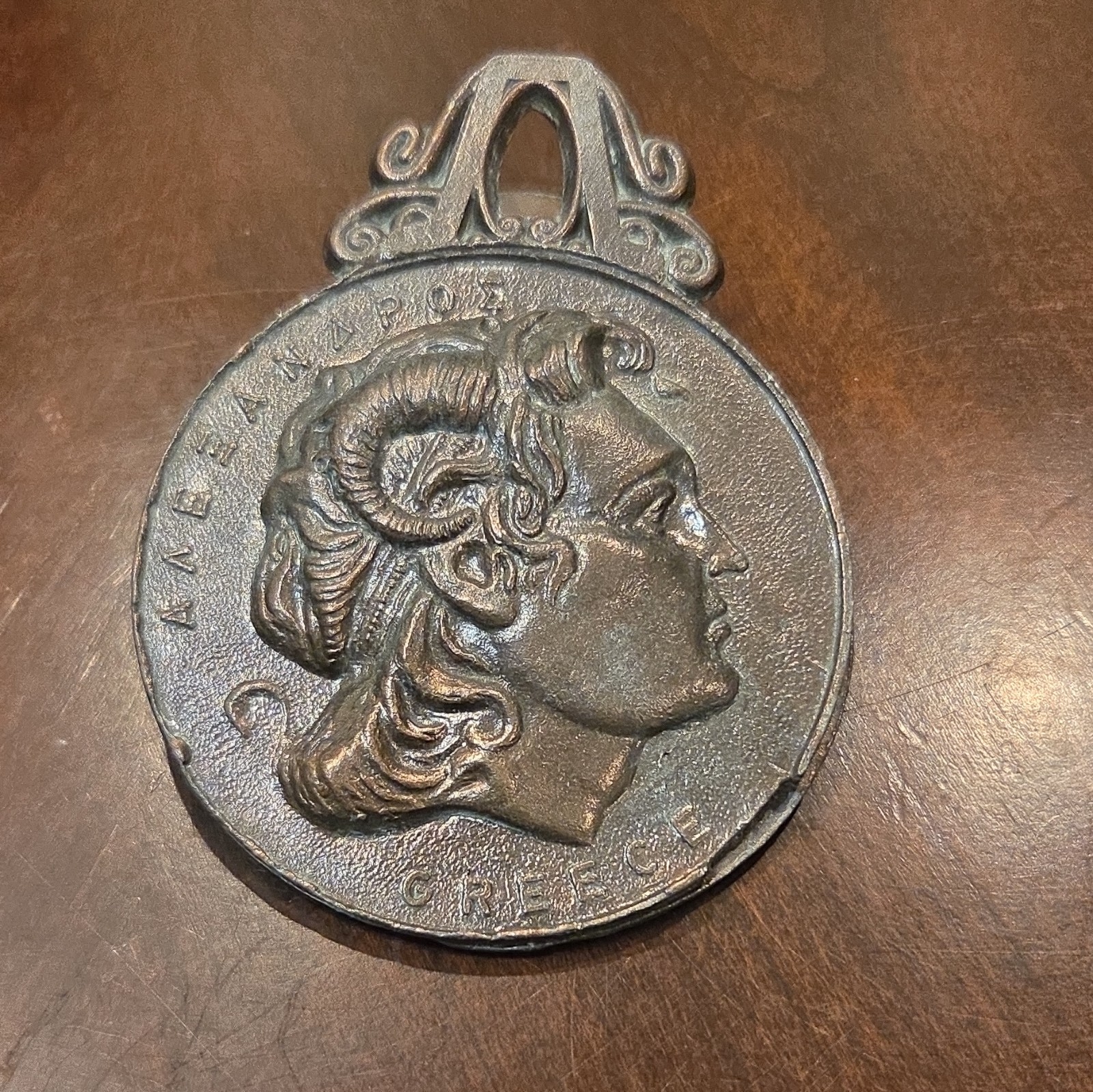 Vintage Greek Bronze Tone Letter Clip Paper Holder Alexander the Great GREECE