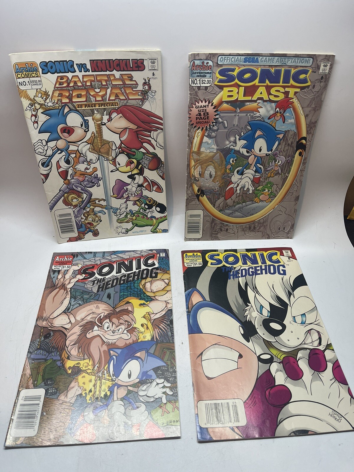 Sonic The Hedgehog Comic Lot #45,46, Sonic Vs Knuckles #1 Blast #1 