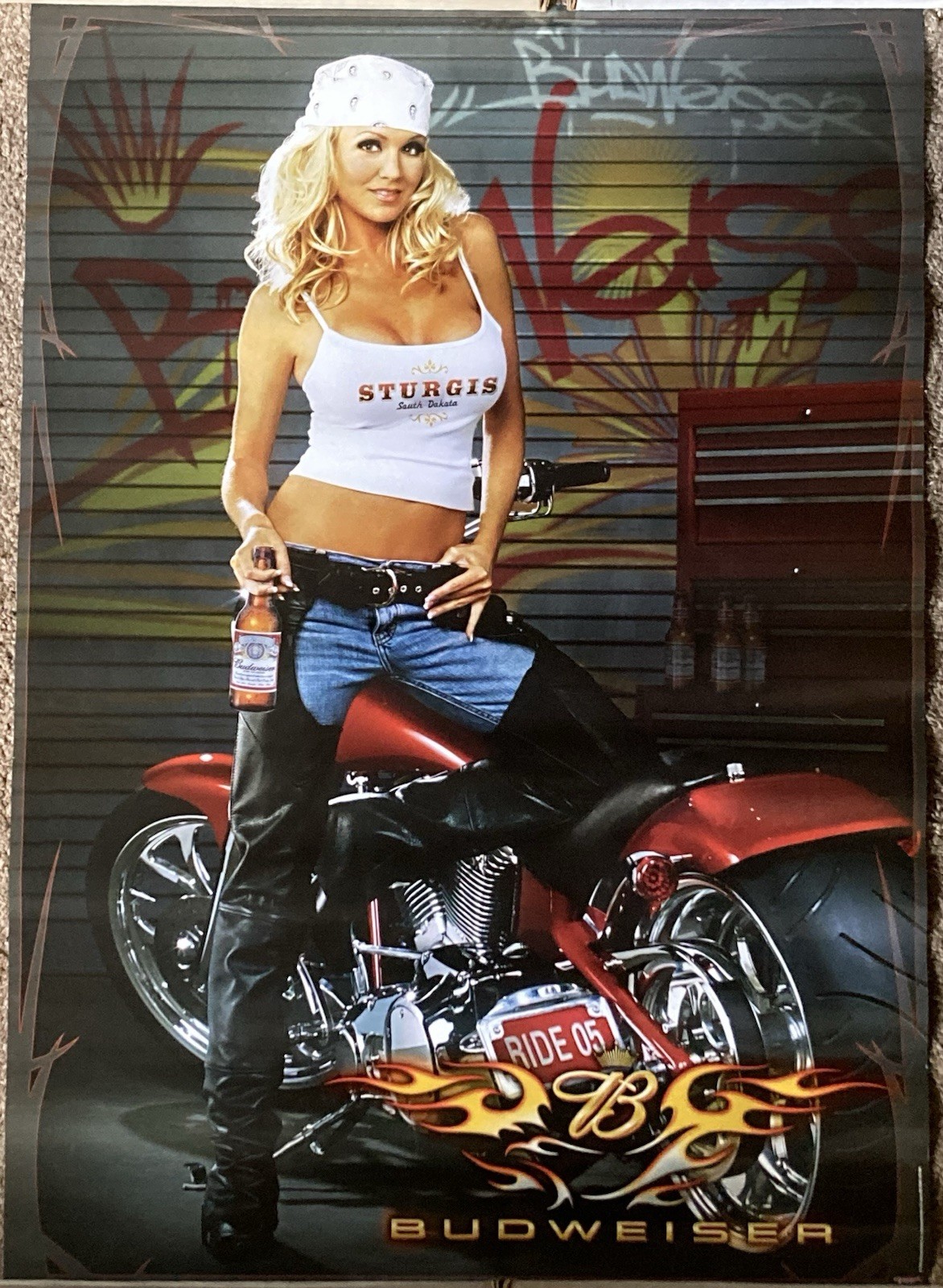 2005 Budweiser Sturgis Motorcycle Rally Poster 19 x 27” Sturgis, SD Ride ‘05