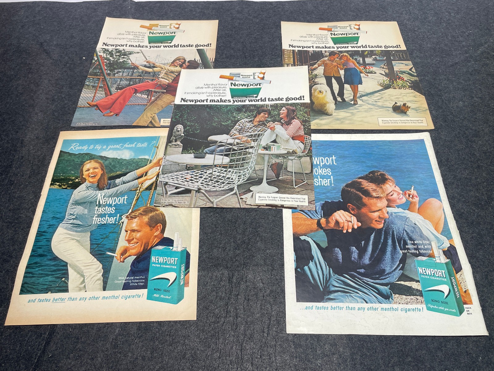 Newport Cigarettes Vintage Magazine Ad Advertisement Print Lot of 5 10x13 1970\'s