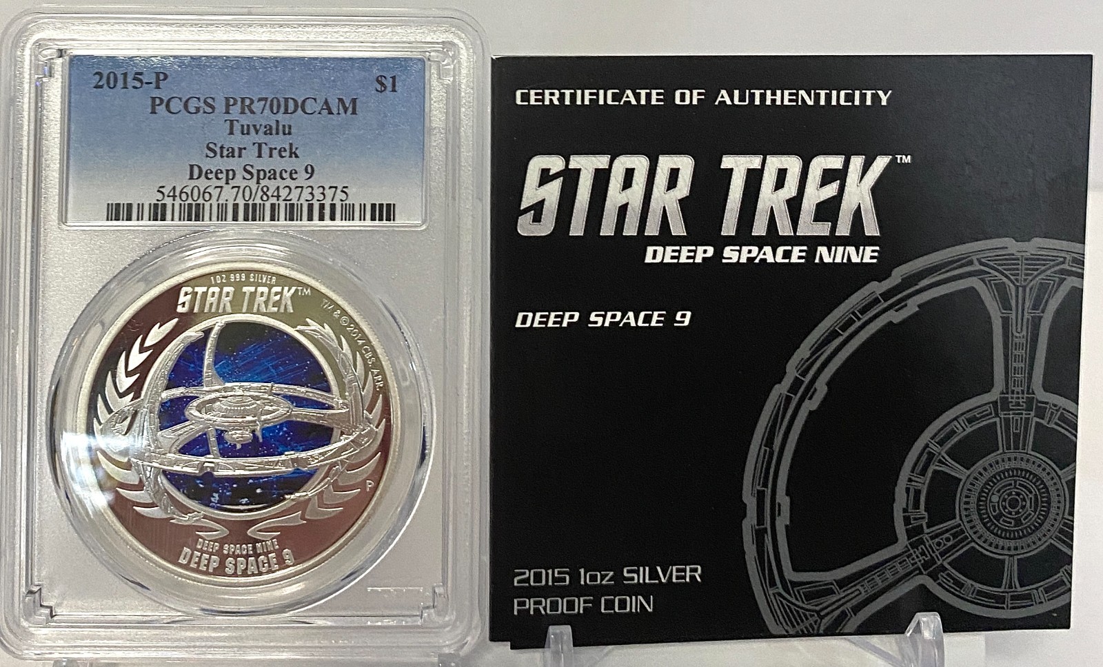 2015 Tuvalu Large PCGS PR70DCAM OZ .999 Silver Proof $1 STAR TREK DEEP SPACE 9