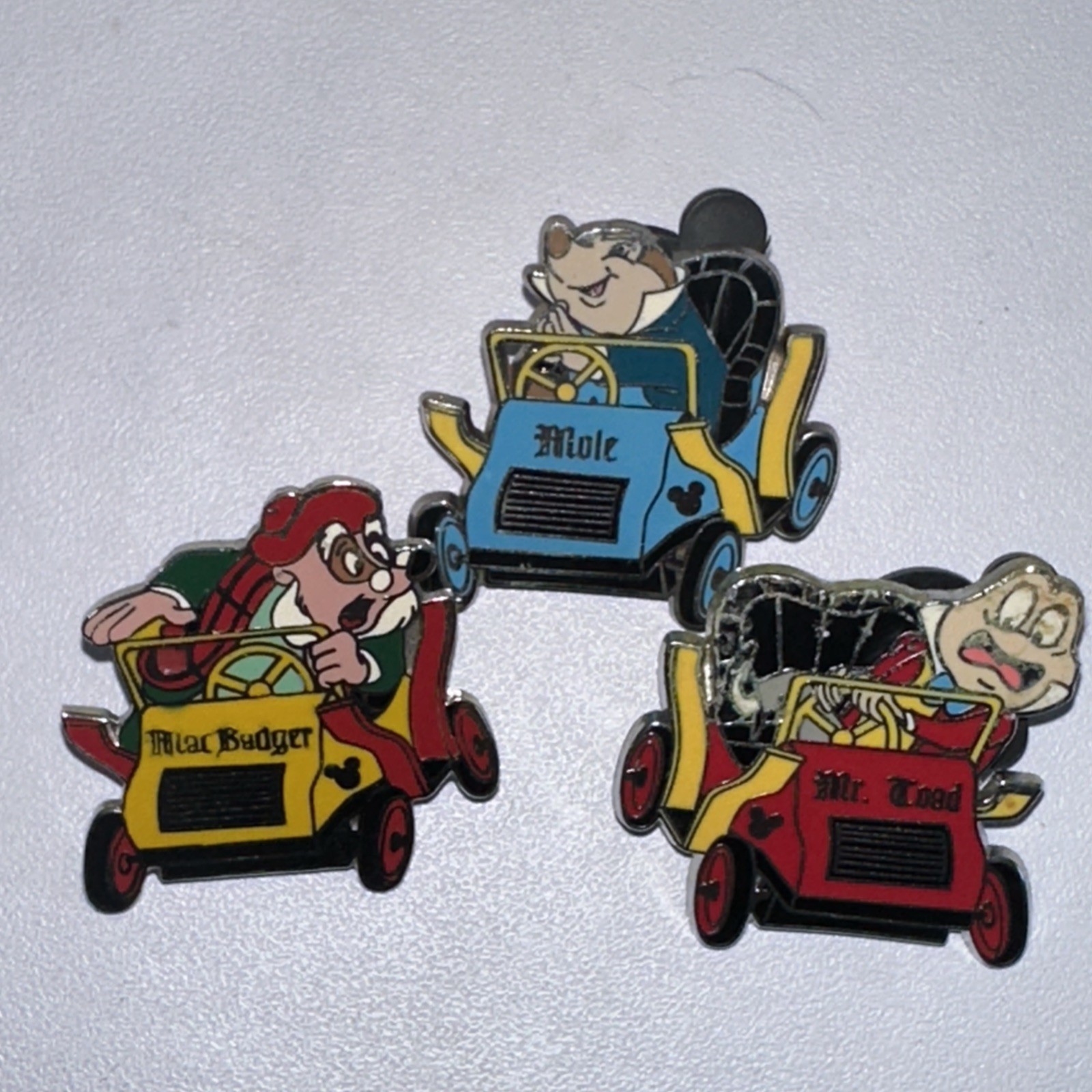 Disney Parks Pin Mr Toad’s Wild Ride Cars Hidden Mickey 4 Pin complete set 2007