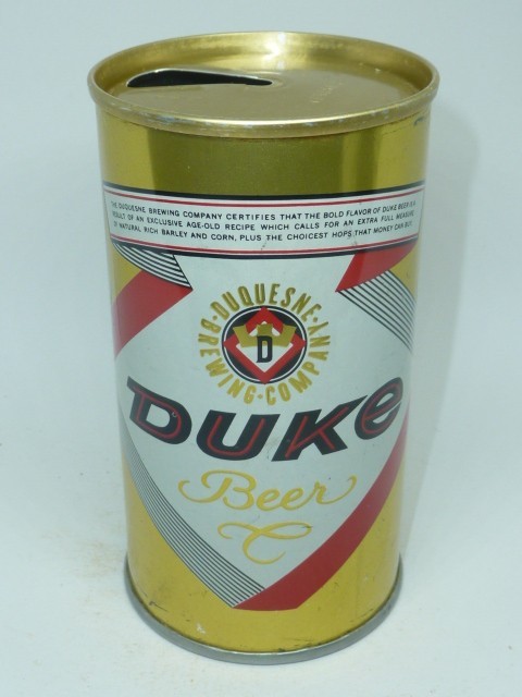 Empty Top Opened 12oz Duke Beer S.S. Tab-Top ** Clean Can  ***