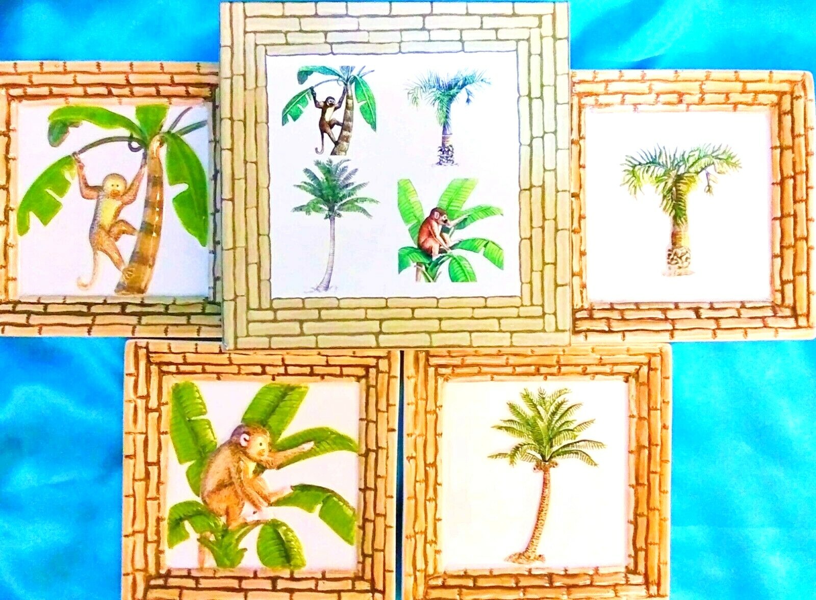 VTG MWW Mini Plate Tiles Island Breeze Jungle Monkeys w/ Box & Packaging