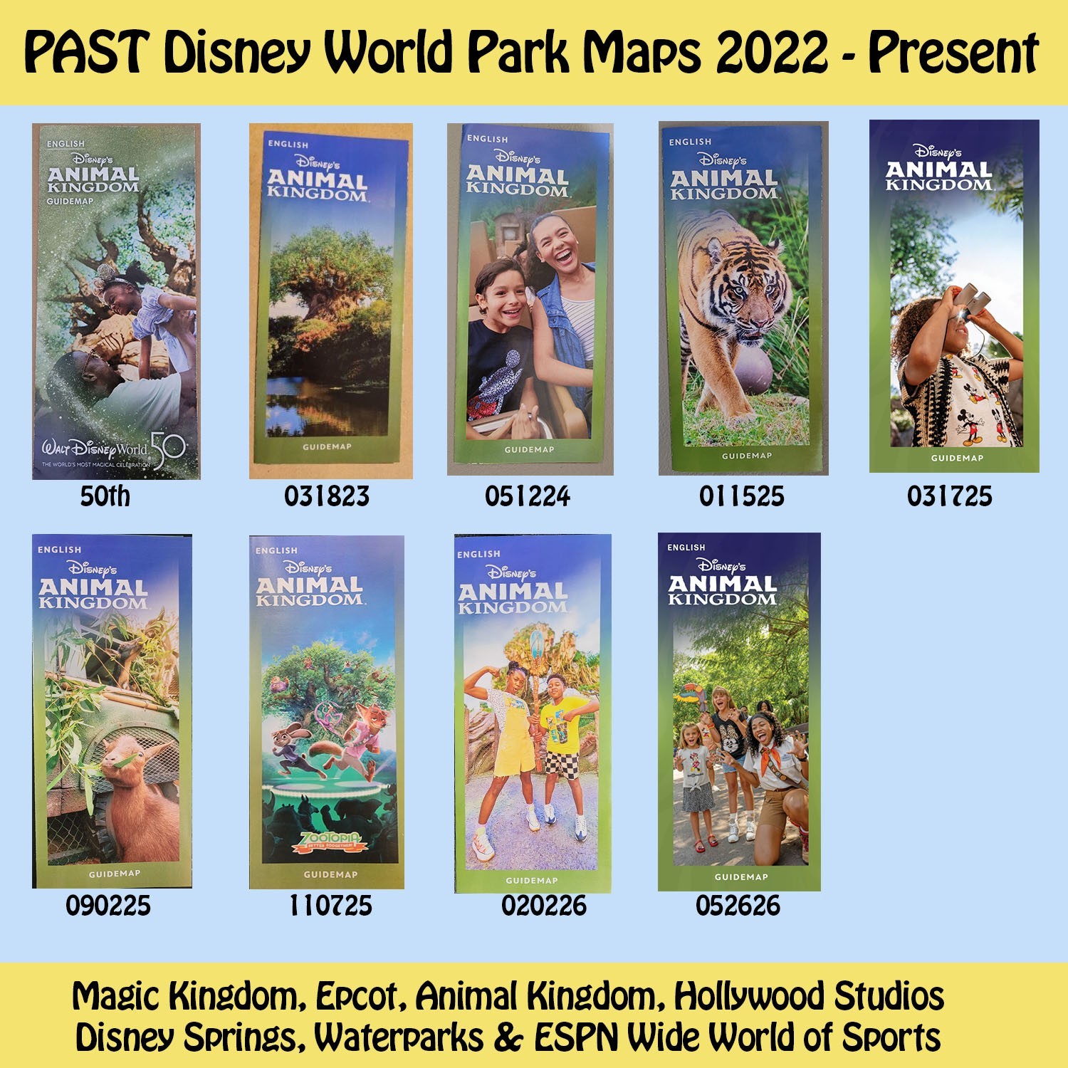 2022 - 2026 Disney World Resort Maps | Past Collectible WDW Map | Scrapbooking
