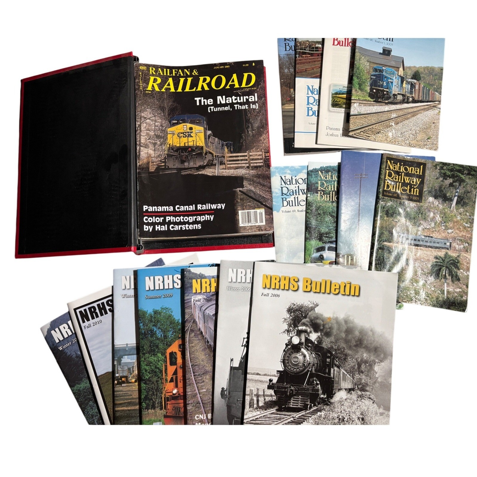 Vintage Railfan & Railroad Magazine Lot National Bulletin NRHS Red Binder '00s