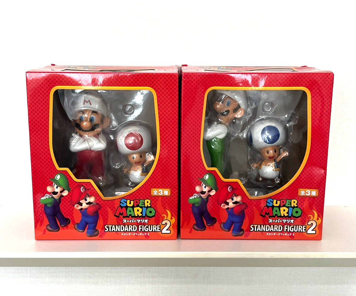 Super Mario Standard Figure 2 Fire Mario Luigi Blue Red Toad Set Nintendo Japan