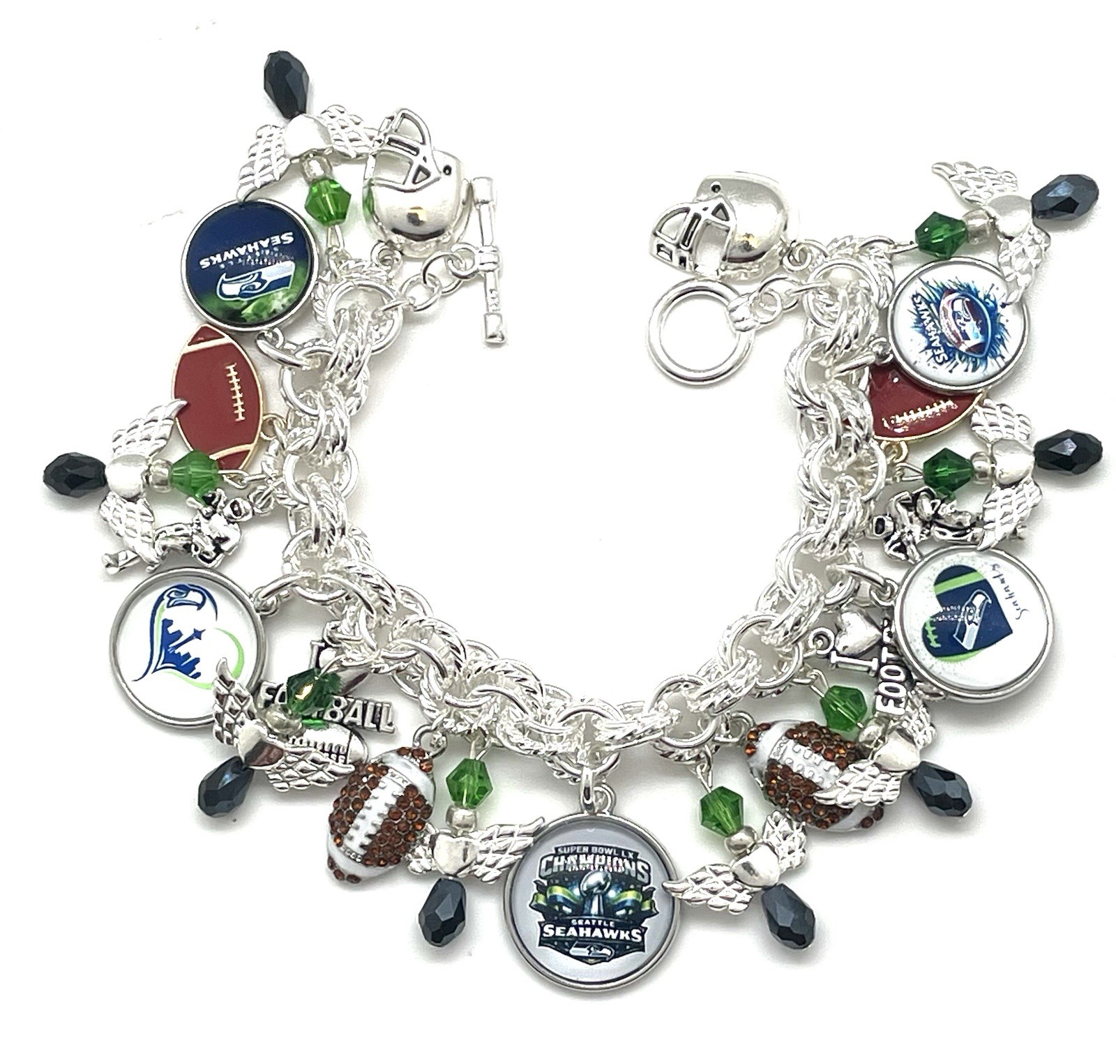 Seattle Seahawks NEW iTEM Premium Custom Made Charm Bracelet. .
