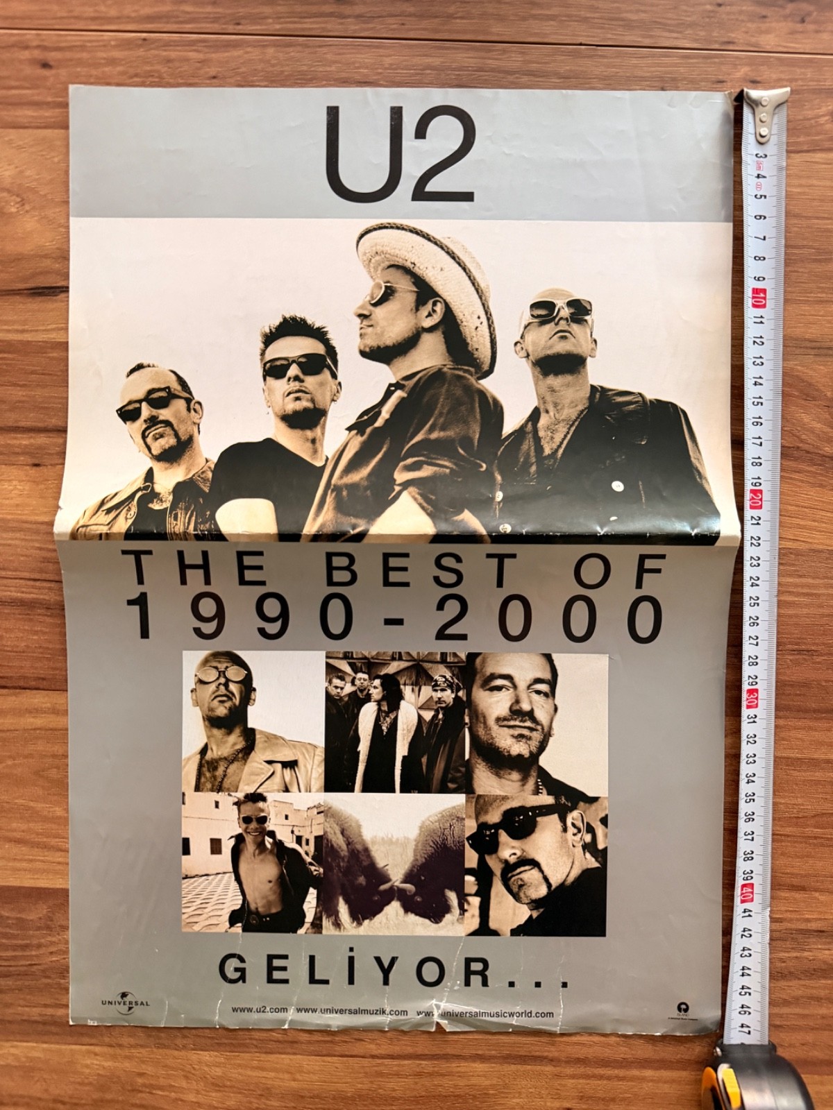 U2 The Best Of 1990-2000 Rare Turkish Promo Poster Bono Edge 49x34 Vintage