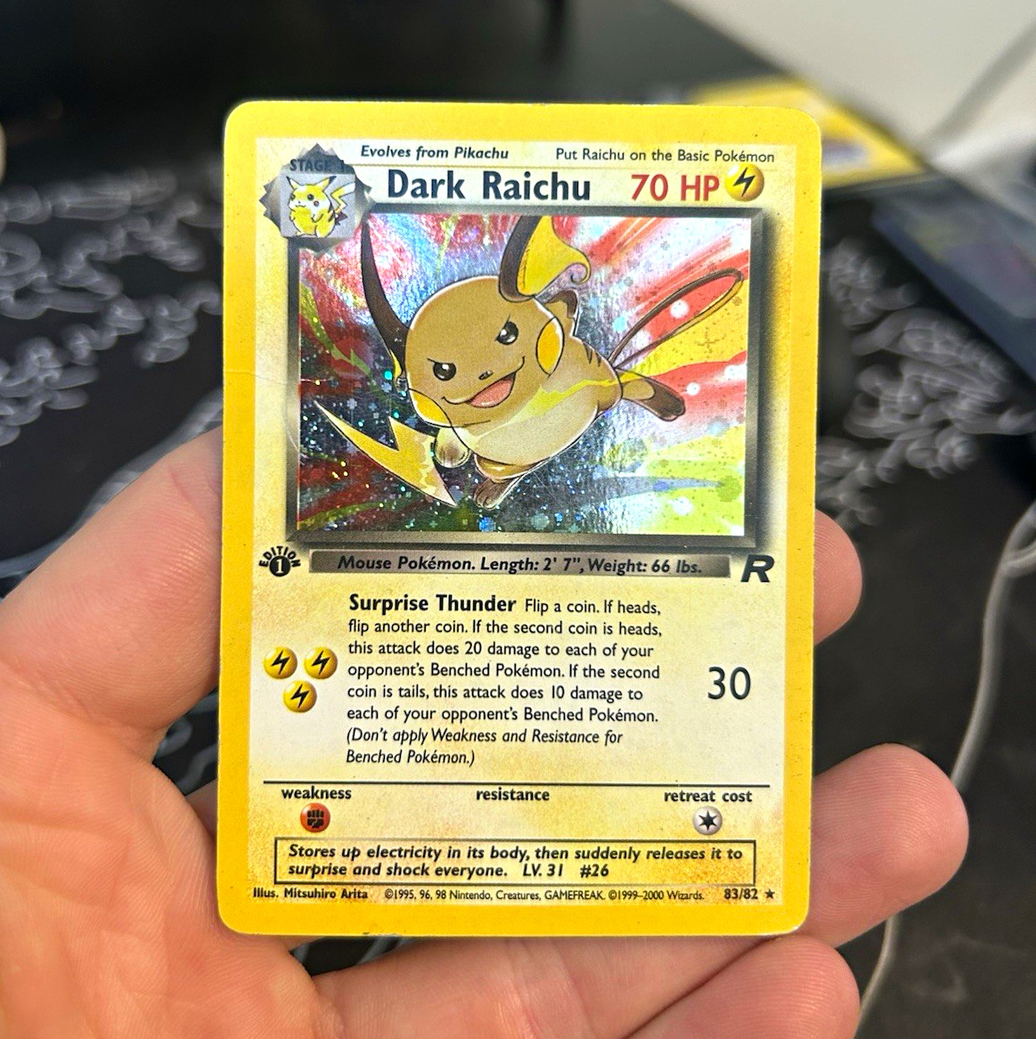 Pokémon TCG Team Rocket Dark Raichu Holo 1st Edition 83/82 2000 - HP