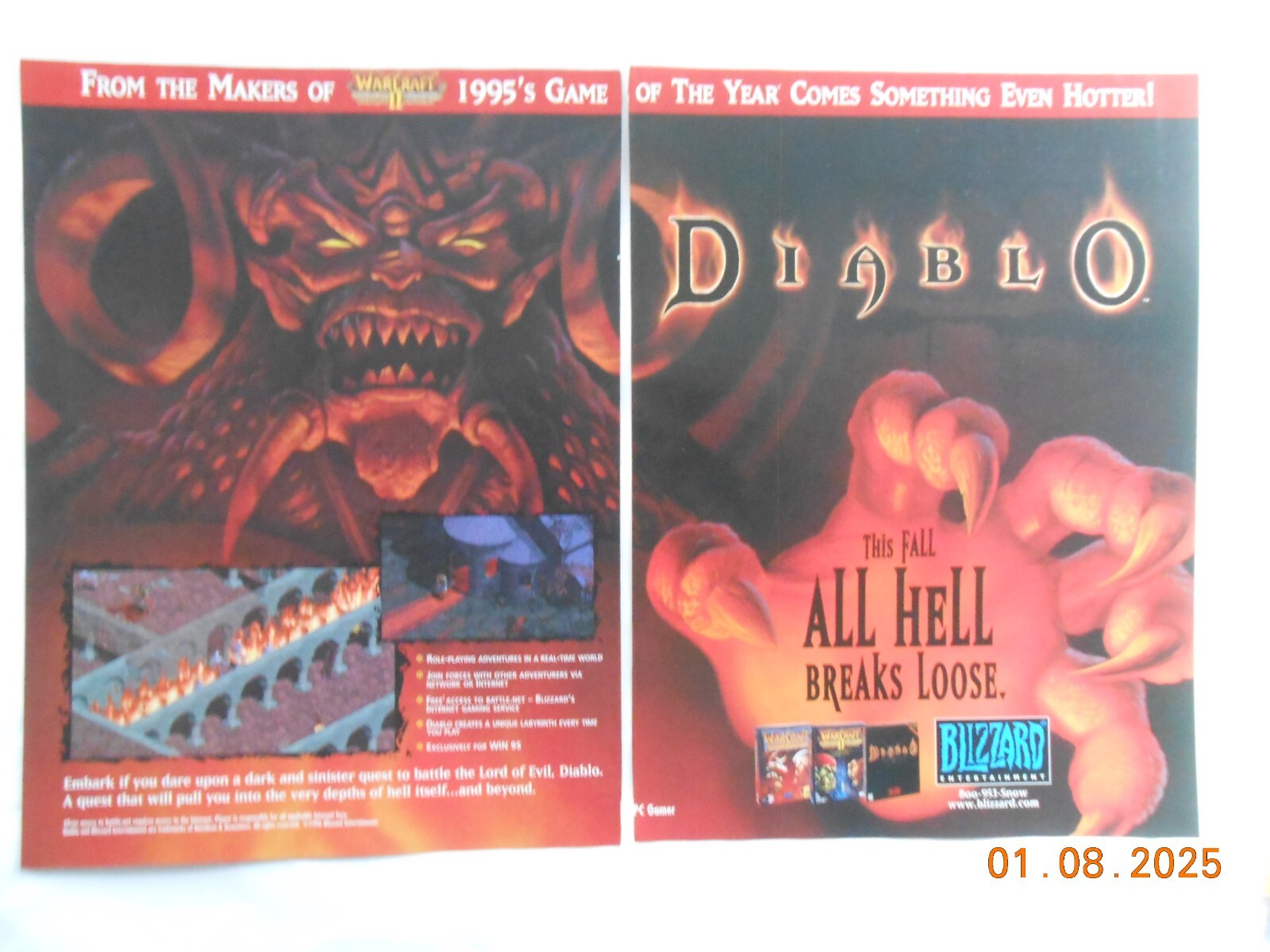 Diablo All Hell breaks Loose Fragile Allegiance ORIGINAL 1996 Video Game ART AD