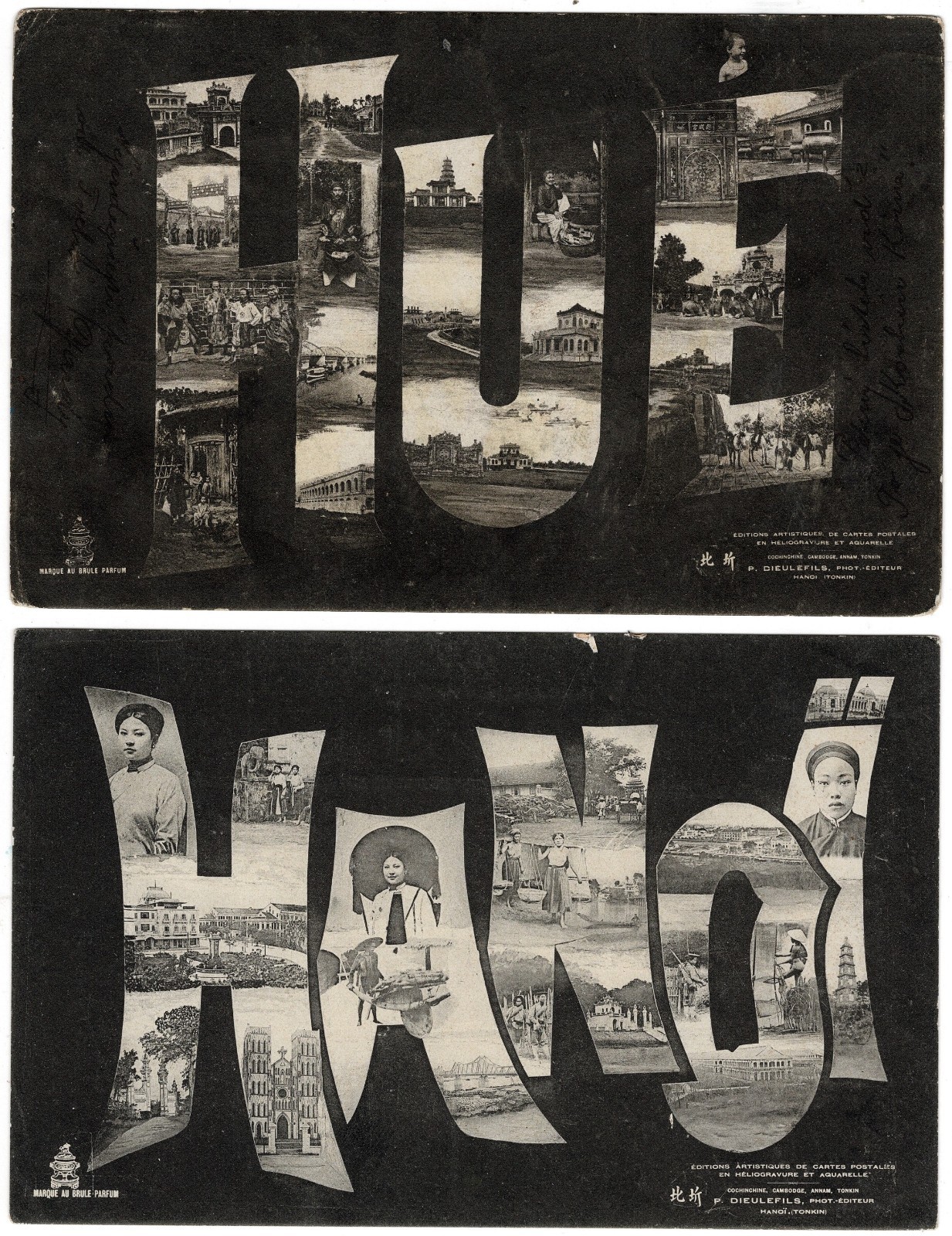 FRENCH INDOCHINA 2 P Dieulefils Postcards HUE HANOI Vietnam c1910