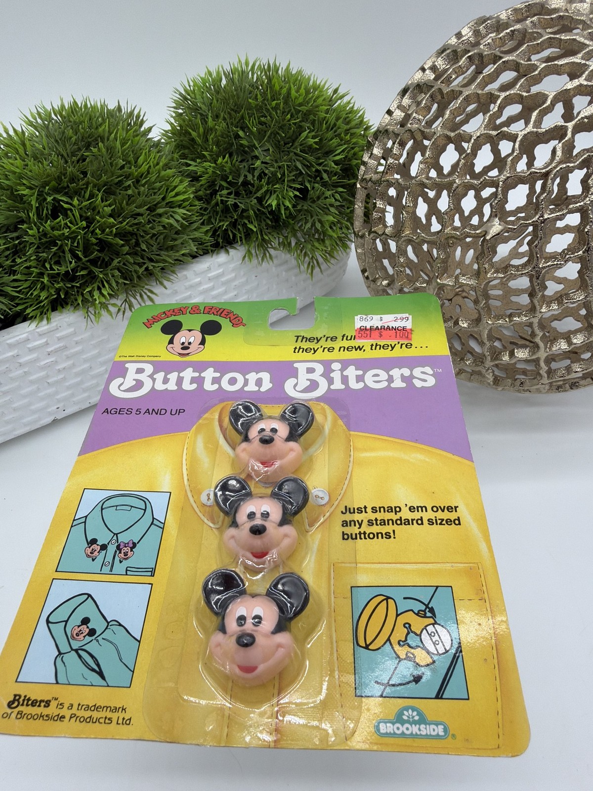 Vintage Disney Button Biters Mickey & Friends Sealed on Card